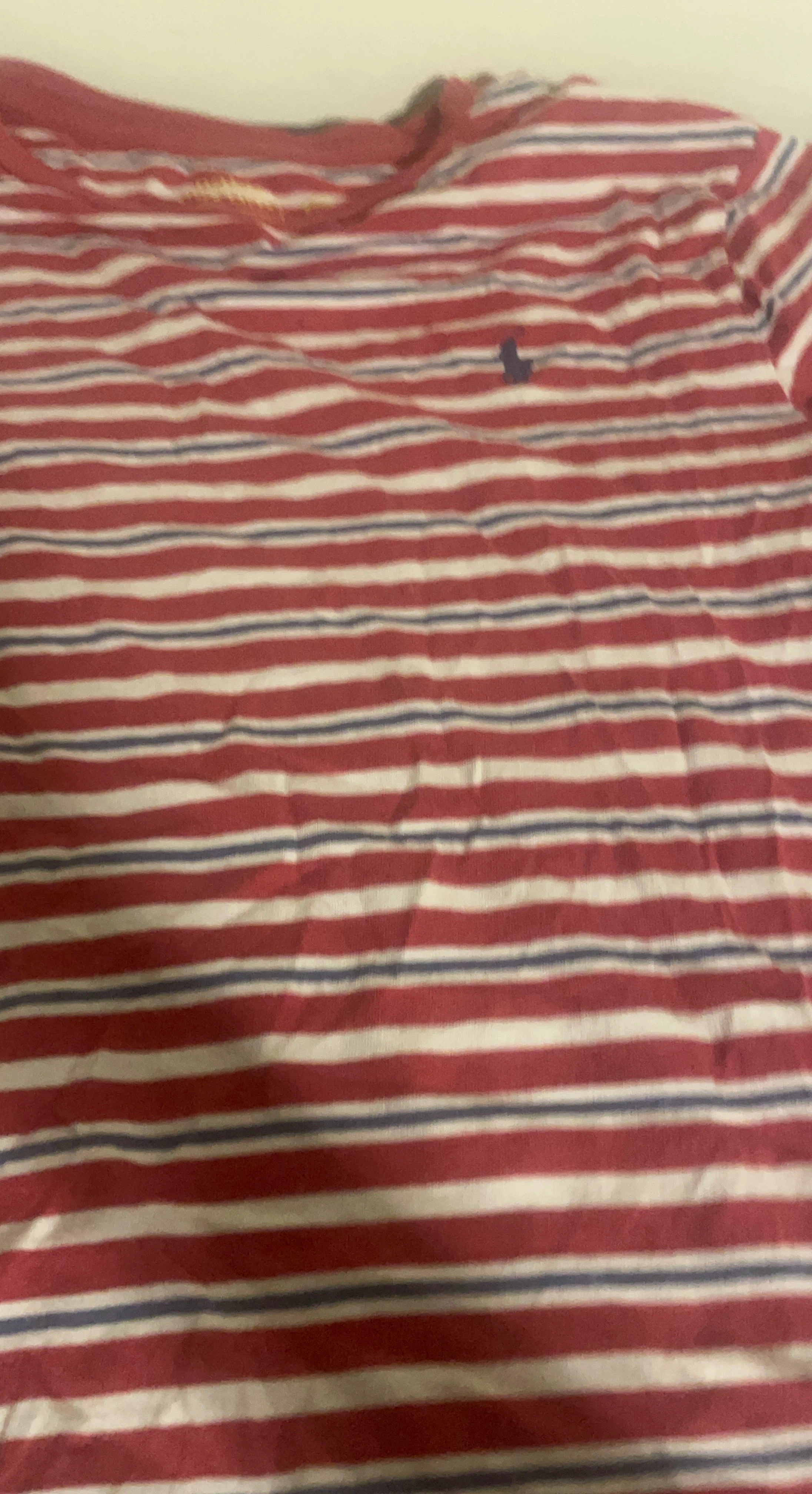 Ralph Lauren Red and White Striped T-Shirt