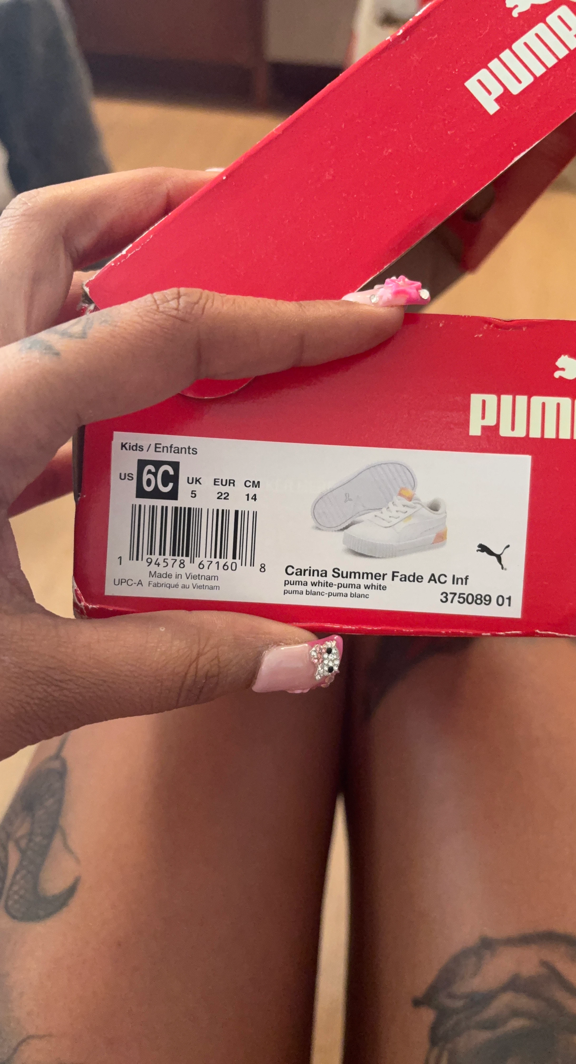 Puma Carina Summer Fade AC Inf Toddler Shoes White 6C