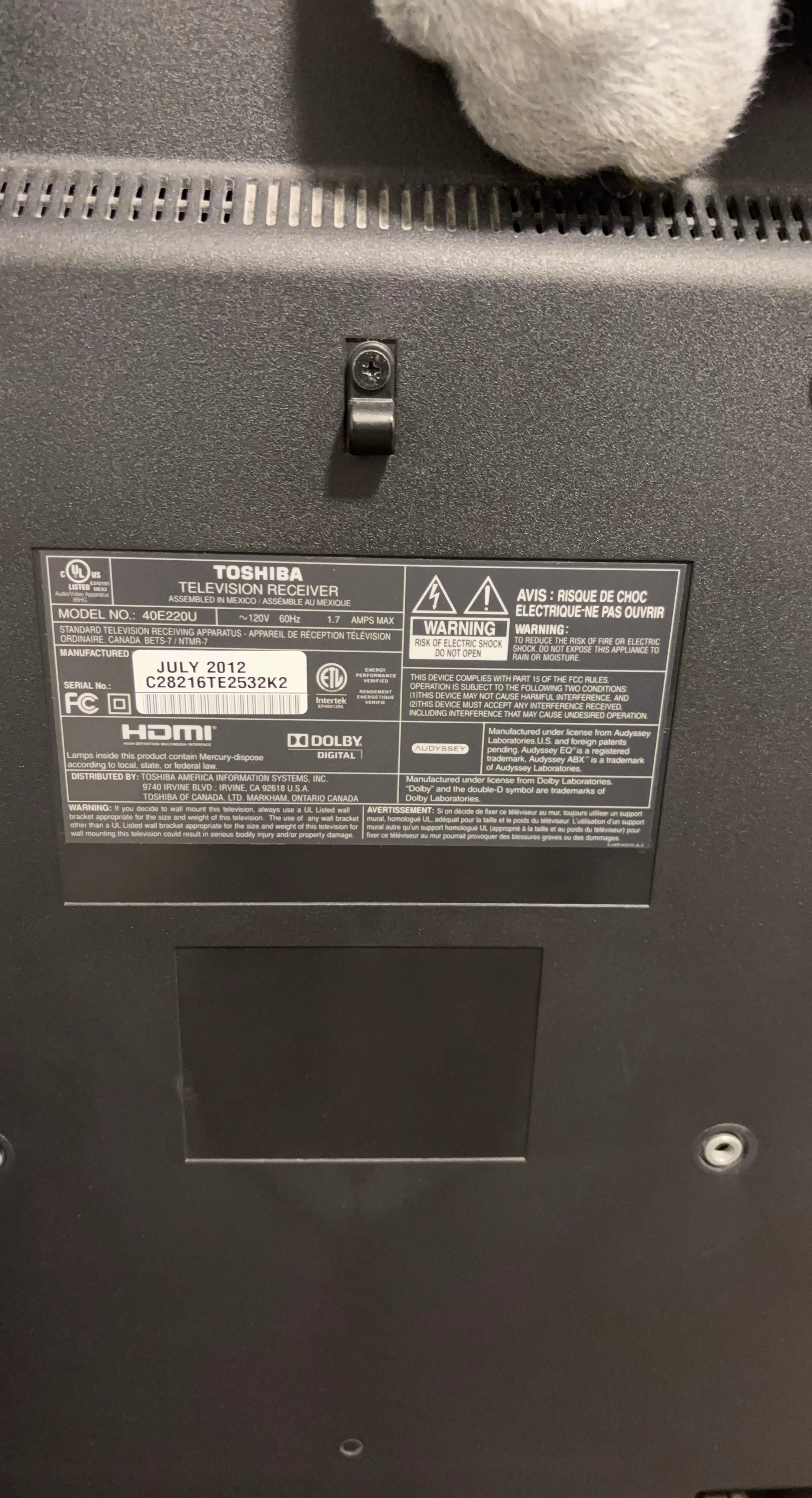 Toshiba 40" 1080p LED TV