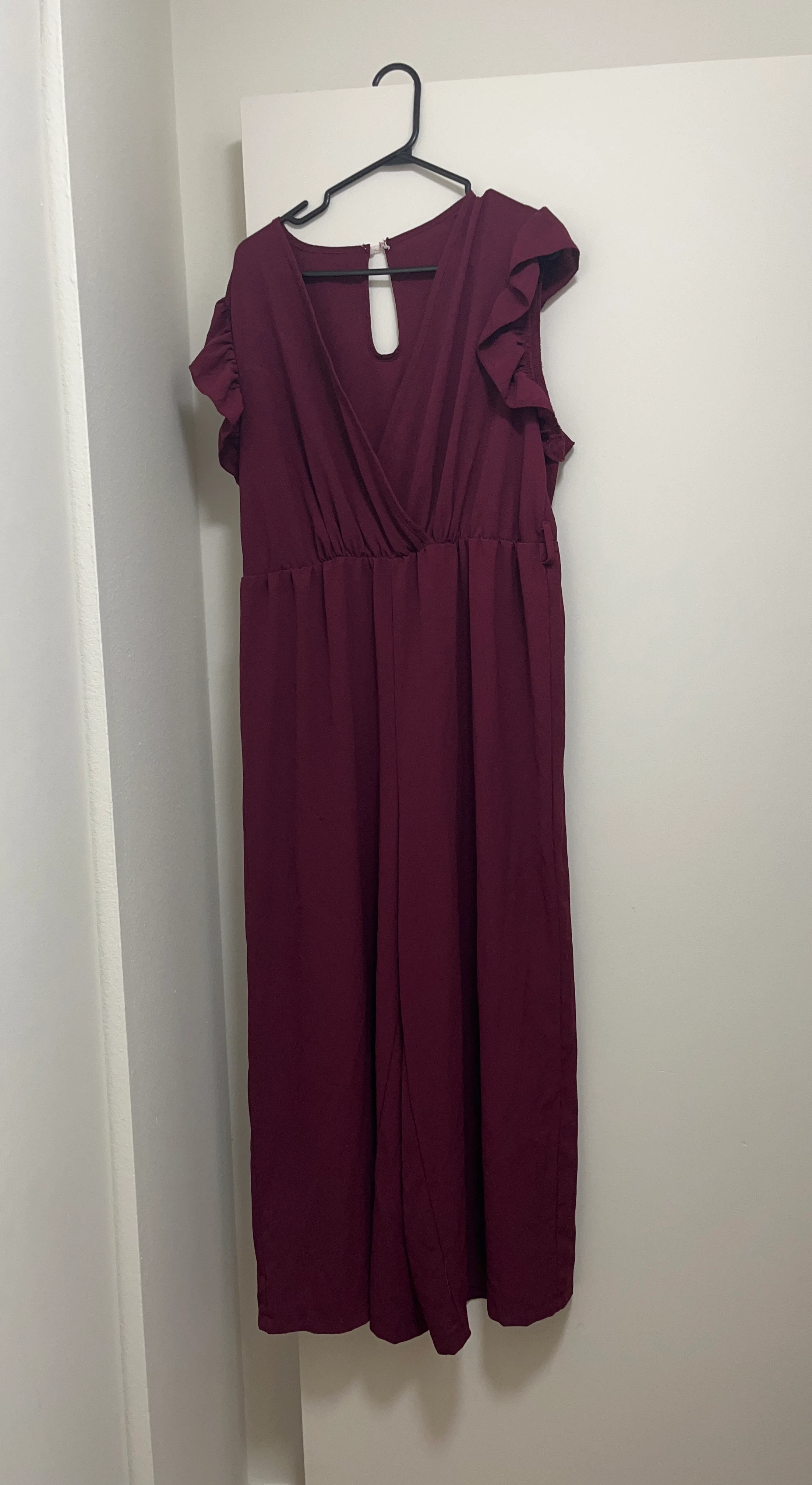2XL Burgundy Sleeveless Jumpsuit