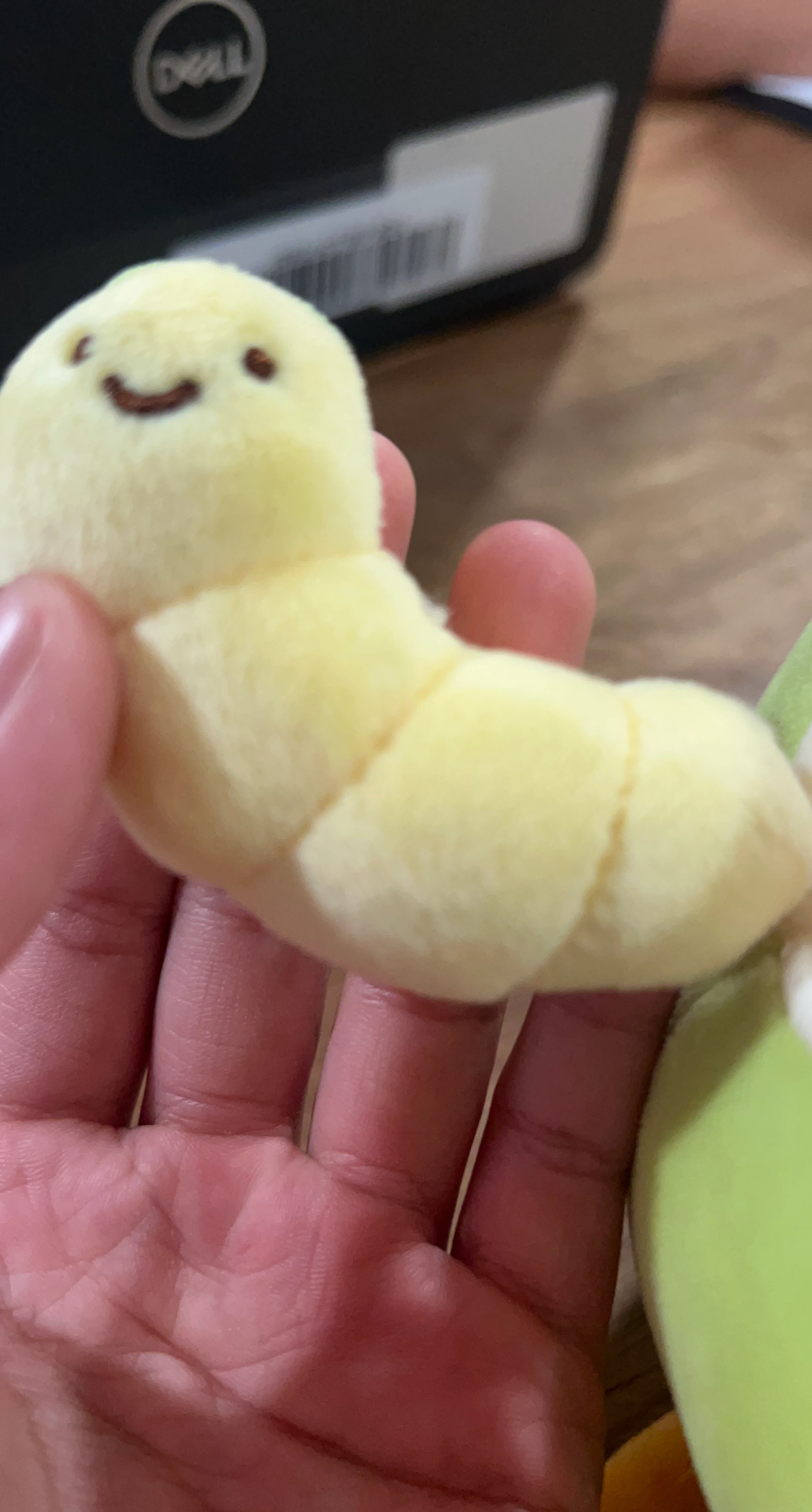 Yellow plush caterpillar toy