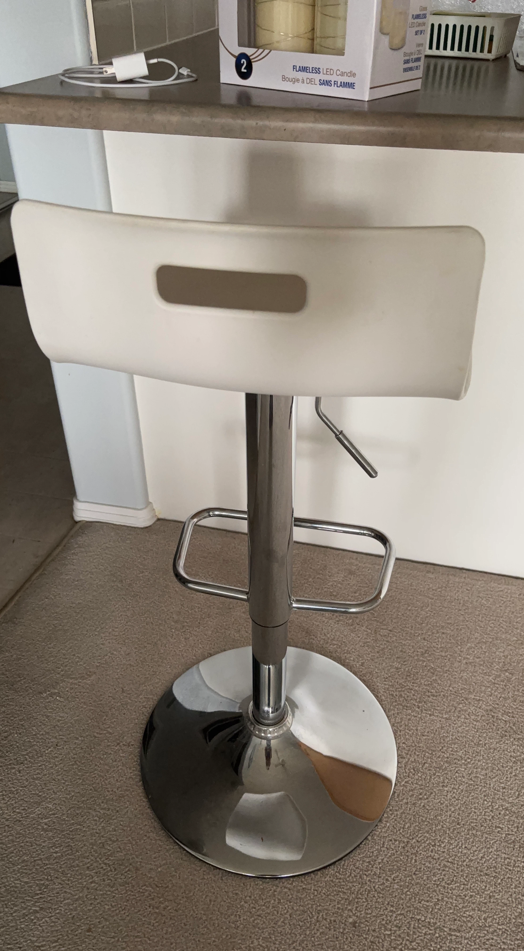 White Adjustable Bar Stool