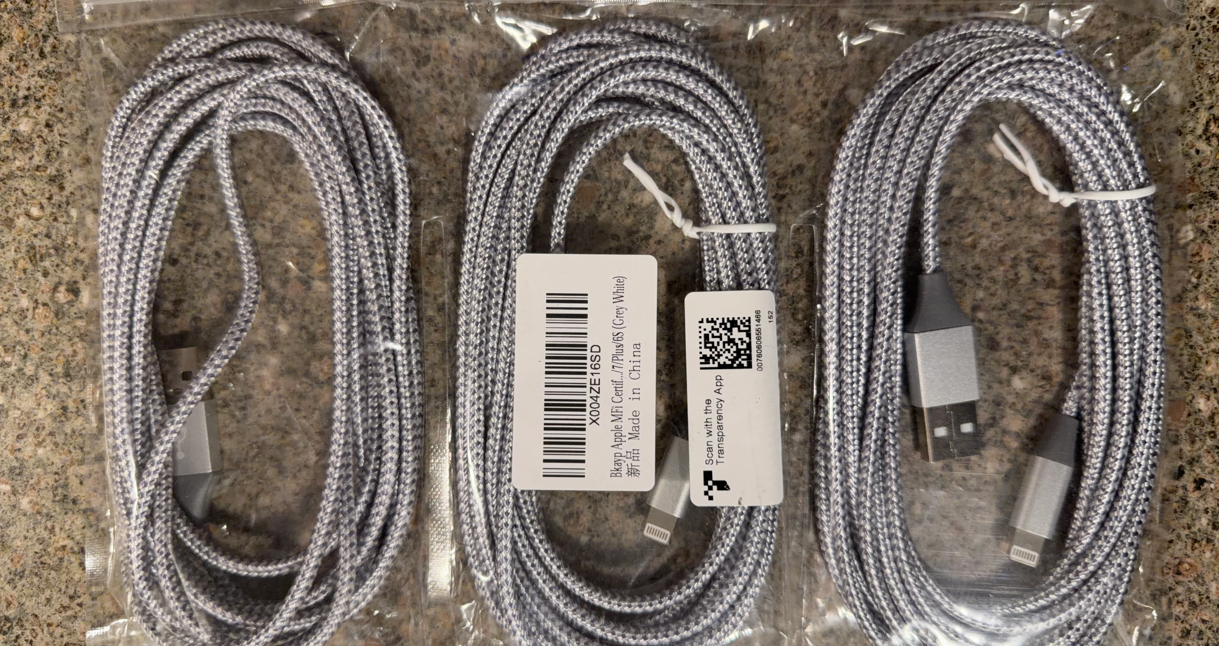 3 x Braided Apple MFi Certified Lightning Cables