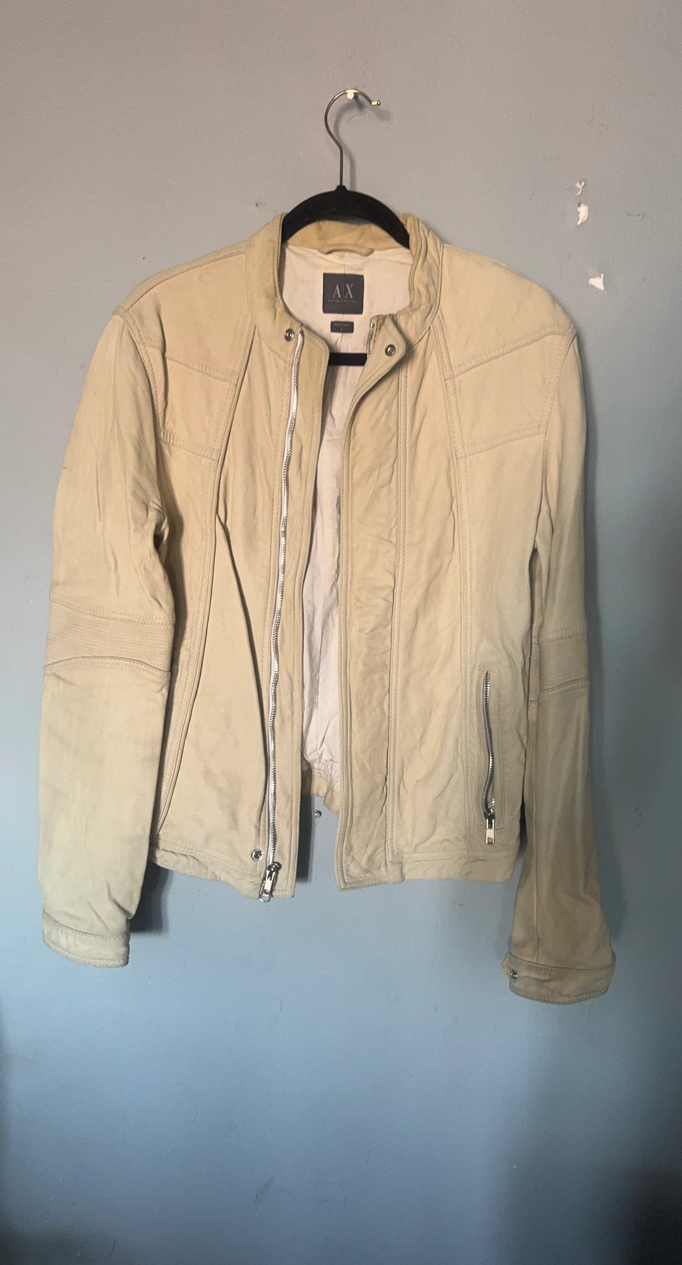 A|X Armani Exchange Beige Leather Jacket