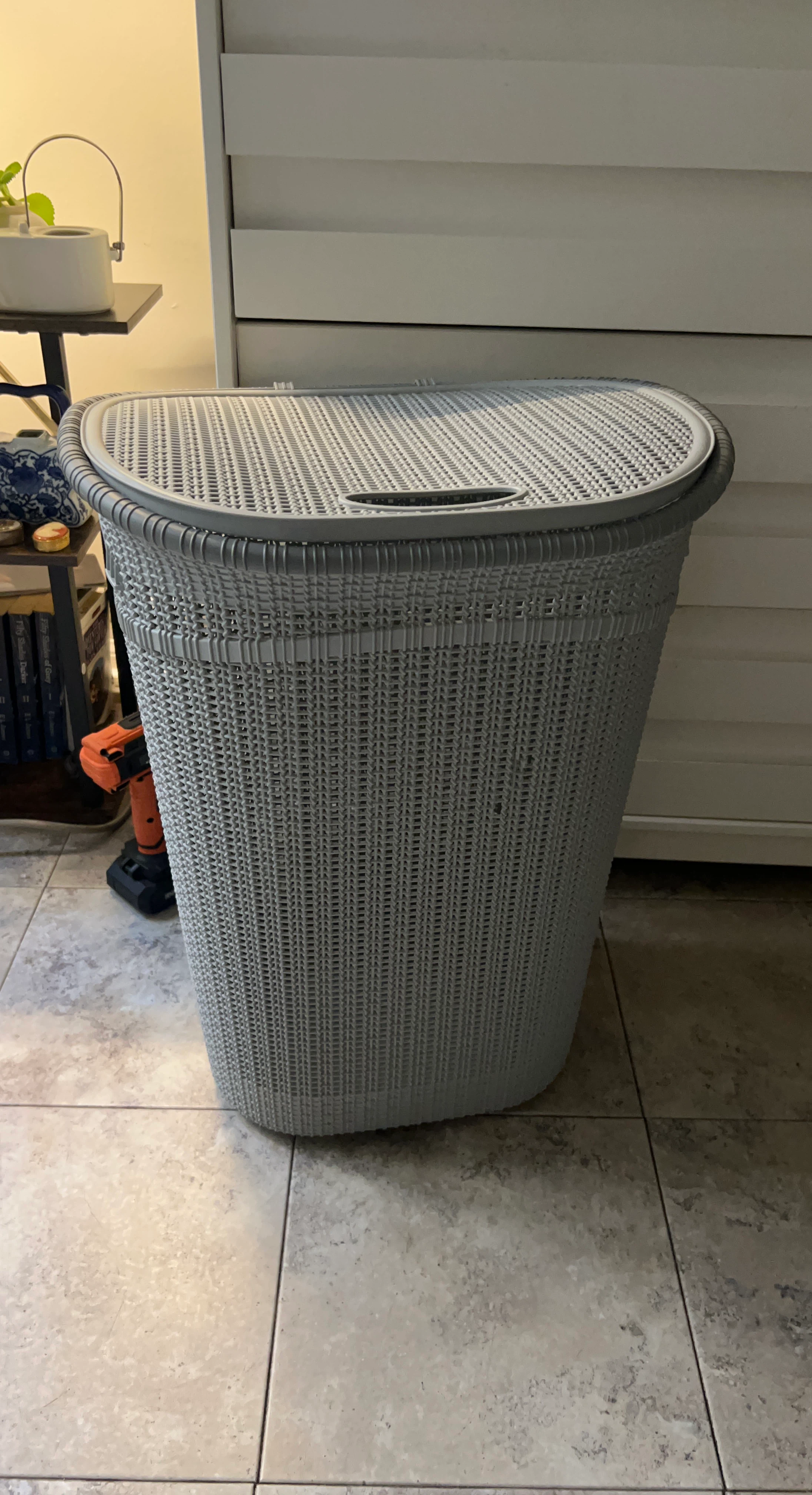 Simplify Gray Woven Plastic Laundry Hamper