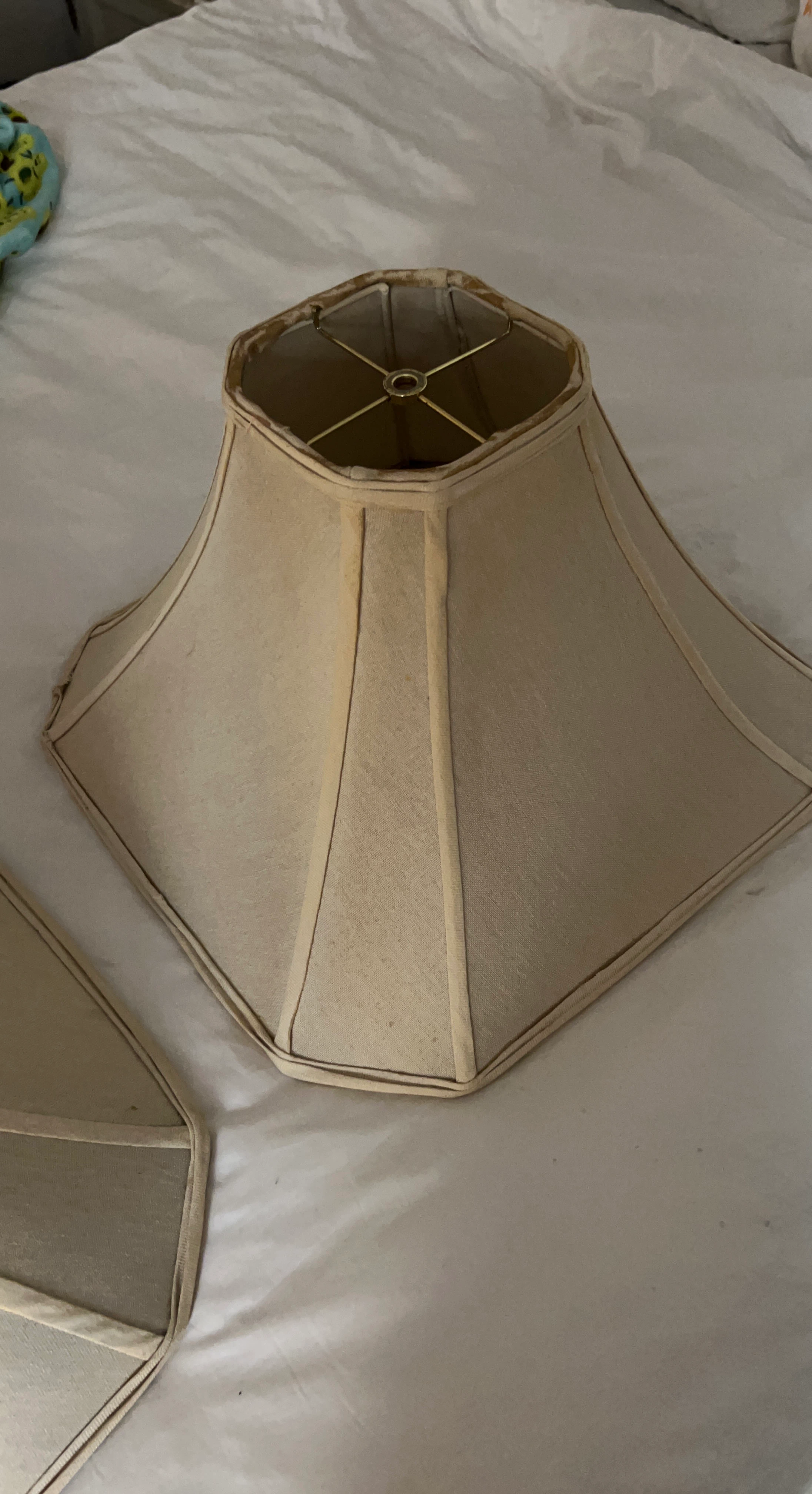 2 Vintage Beige Fabric Lamp Shade