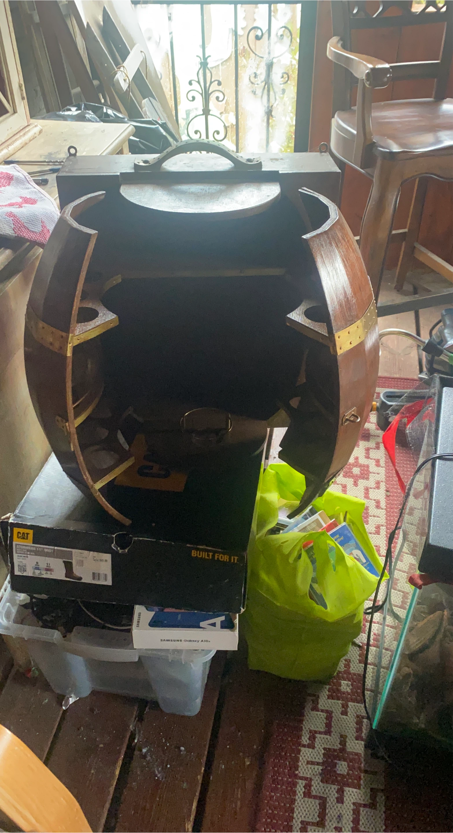 Wooden Barrel Liquor Cabinet