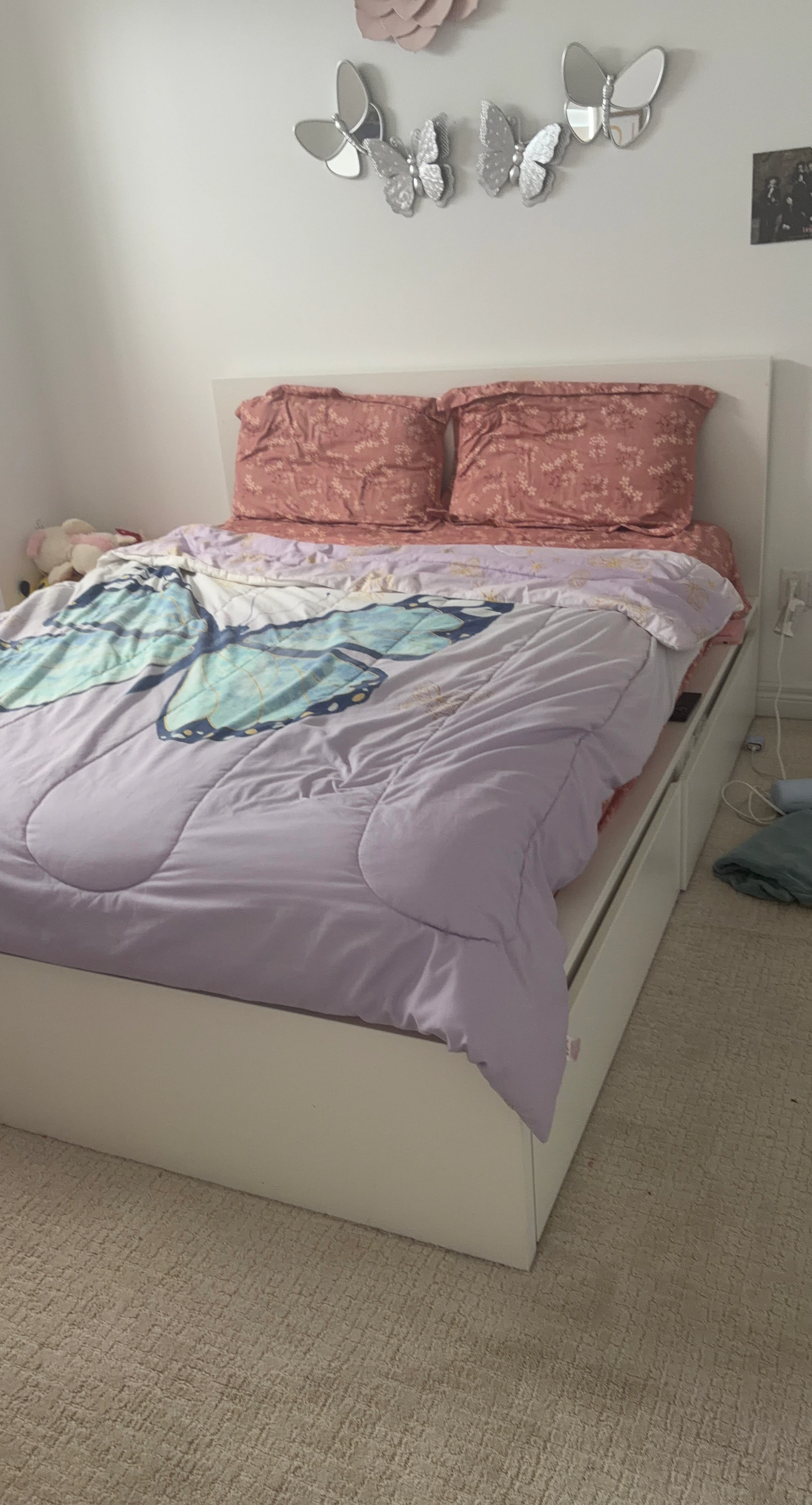 White storage bed frame