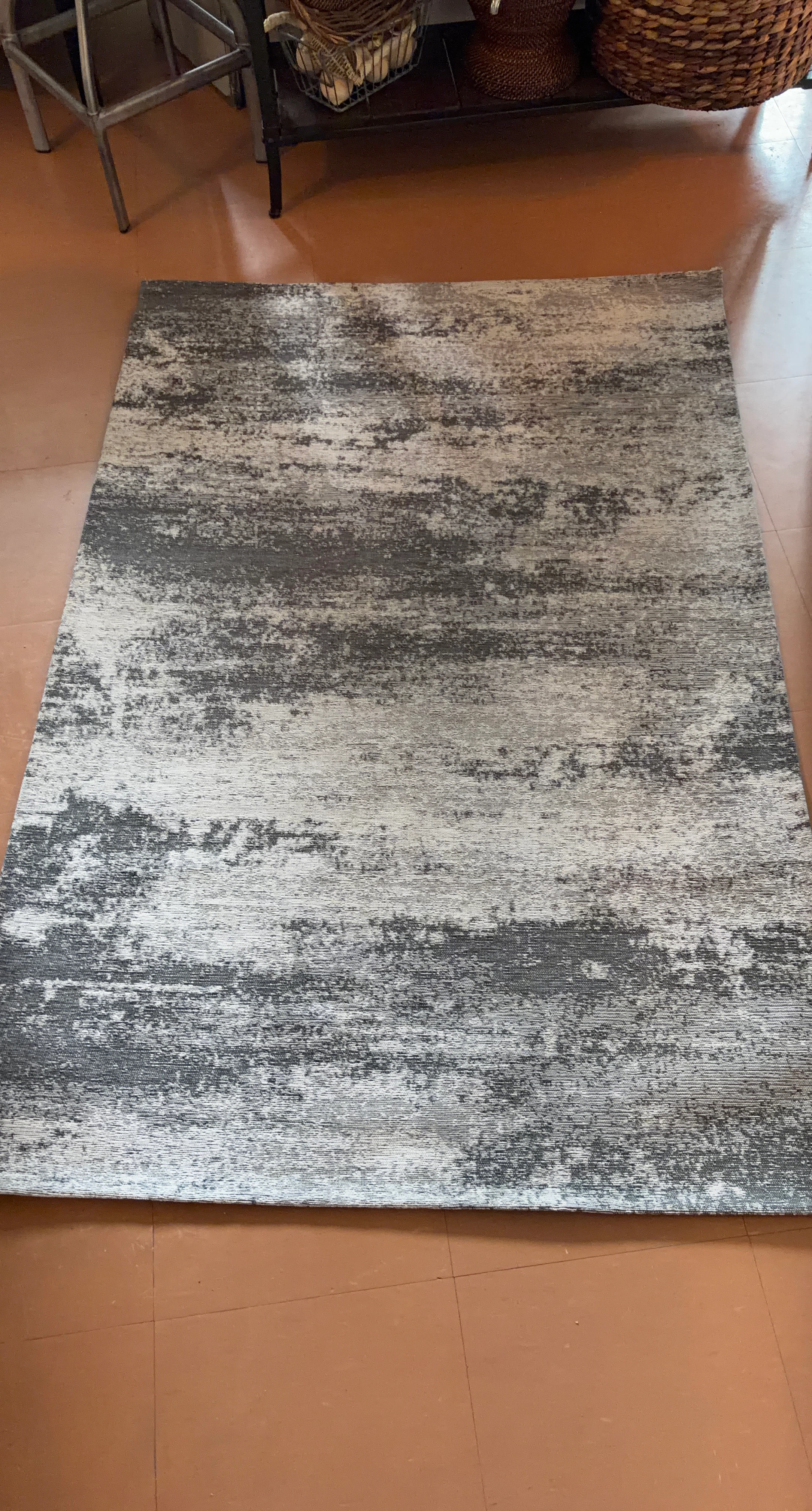 Abstract Area Rug Grey and White