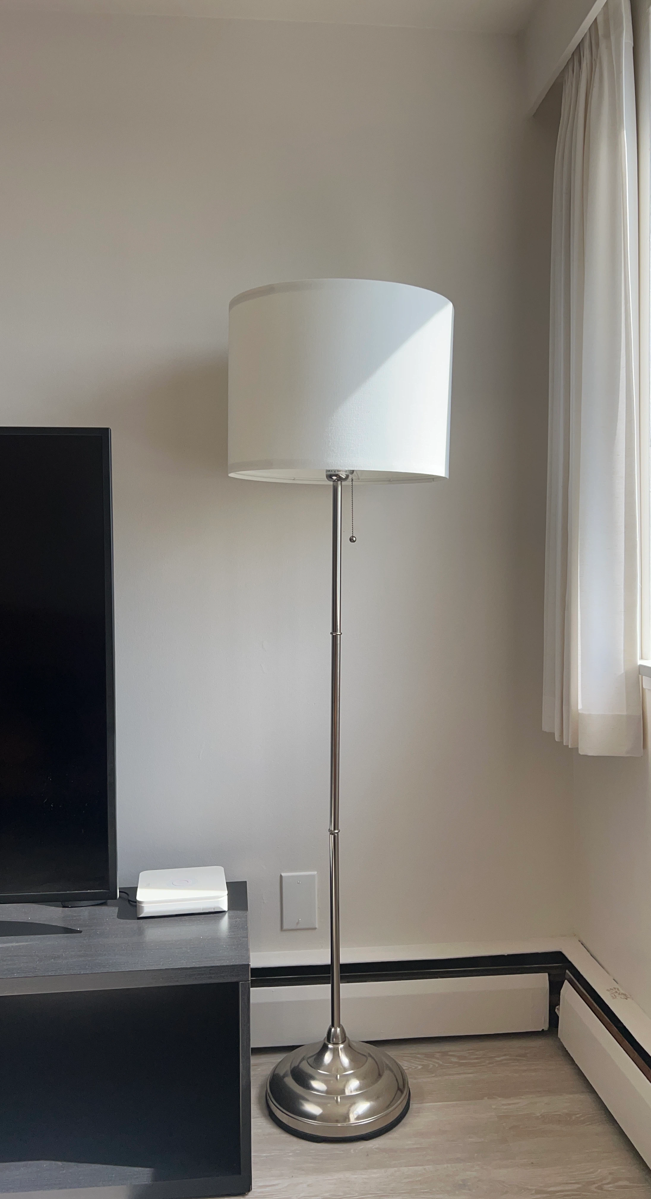 Brushed Nickel Floor Lamp with White Shade