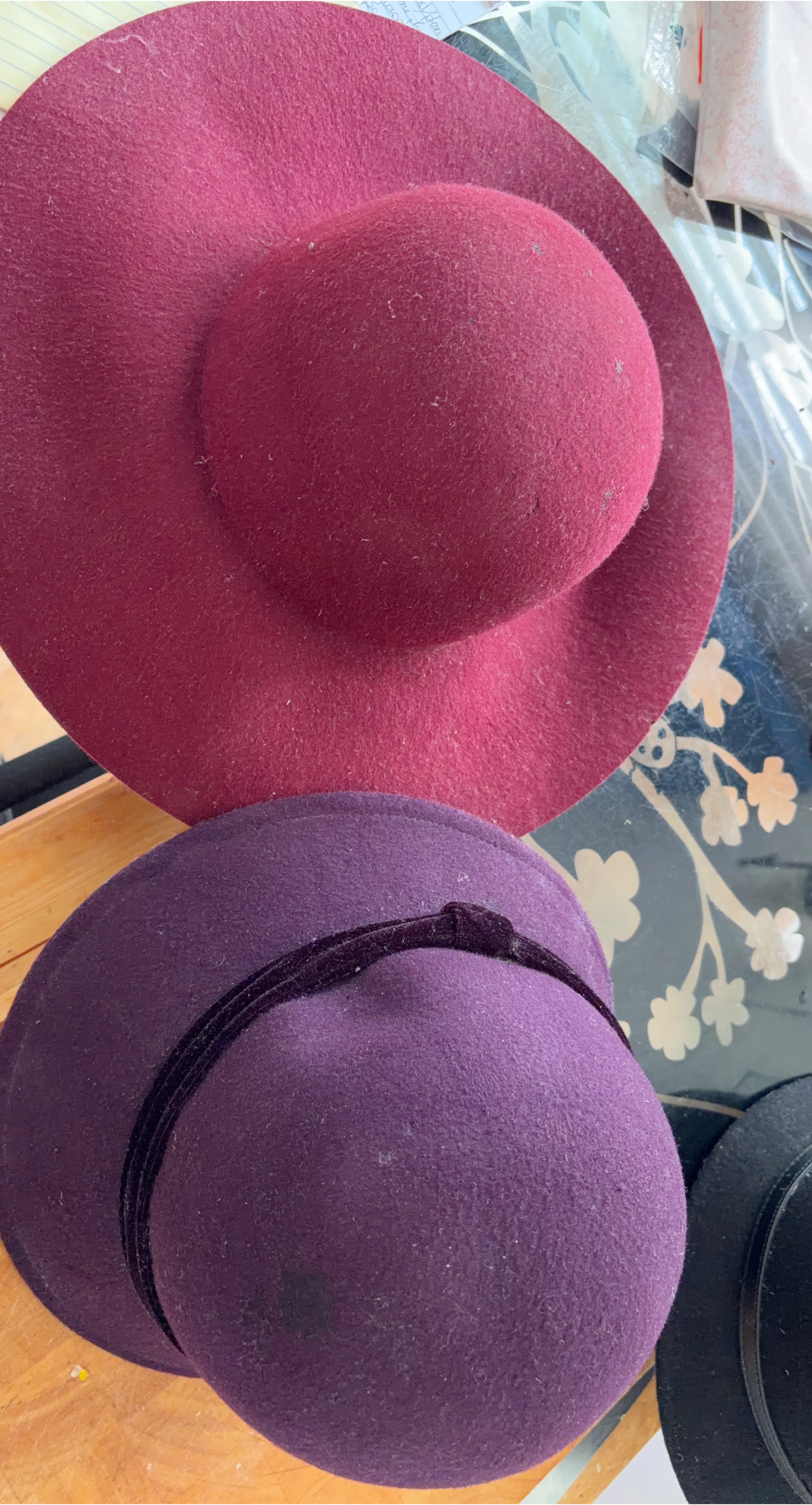 Set of Two Felt Wide Brim Hats