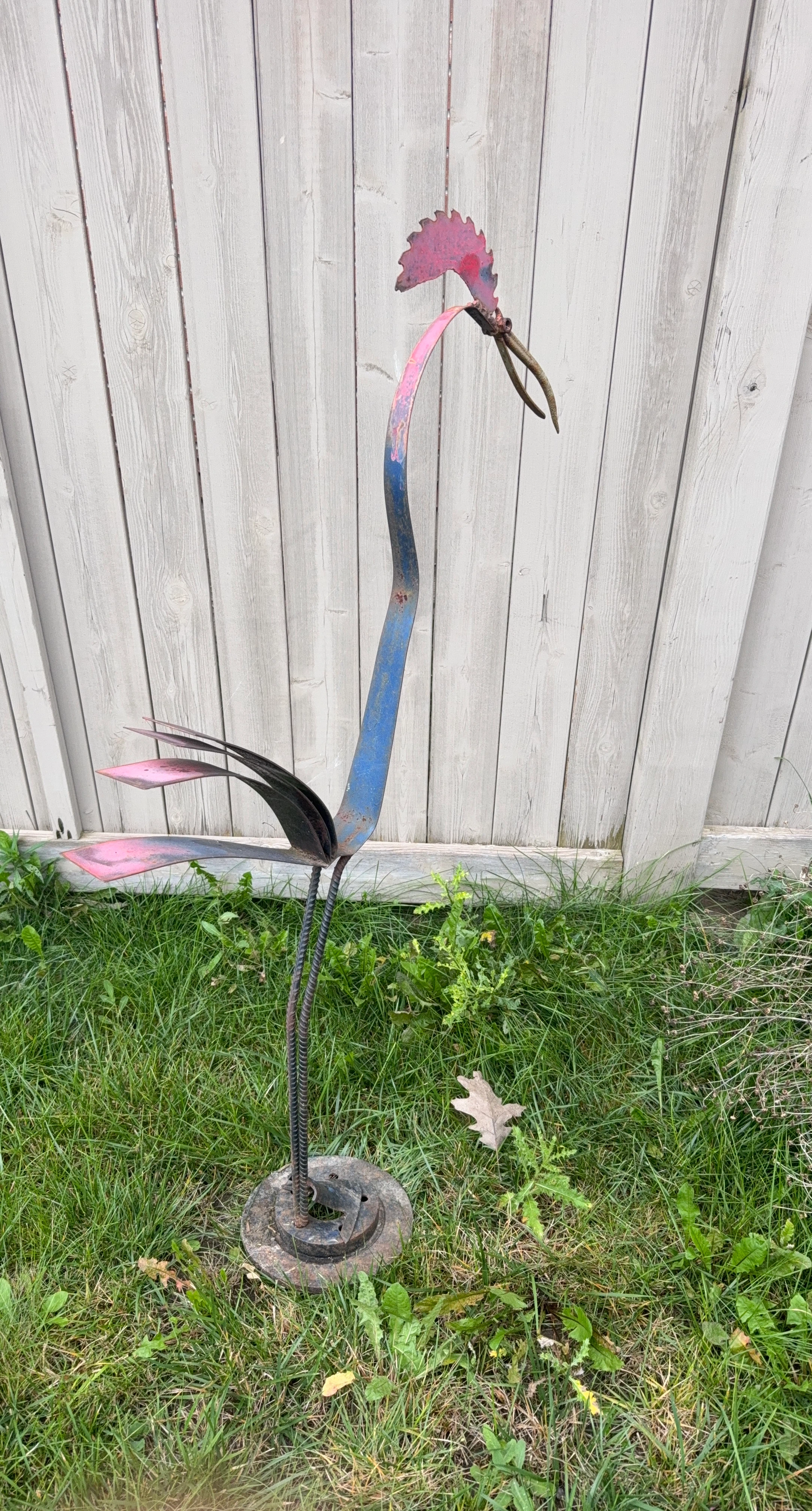 Handmade Metal Rooster Garden Art