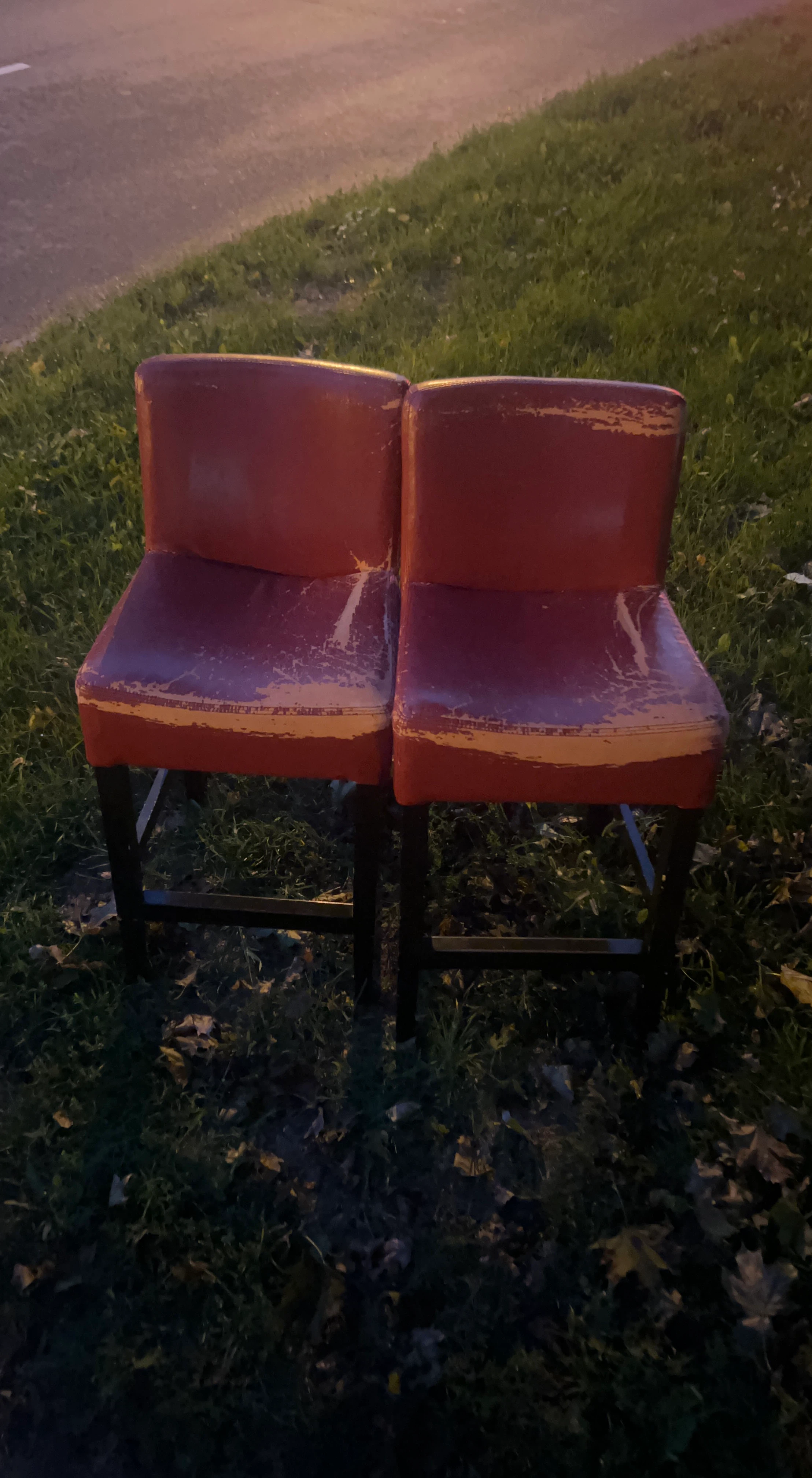 Set of Two Red Bar Stools
