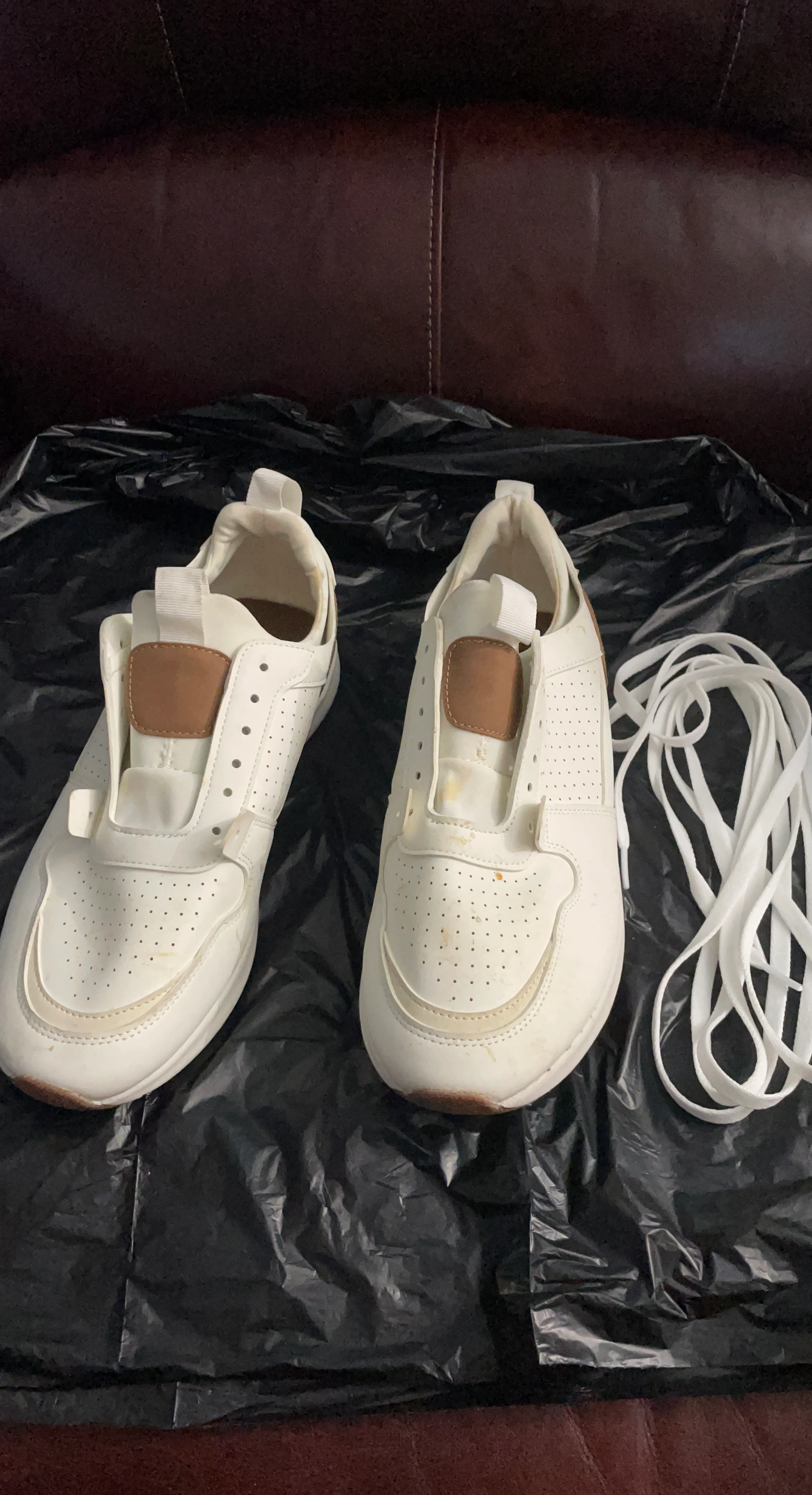 White and Tan Casual Sneakers