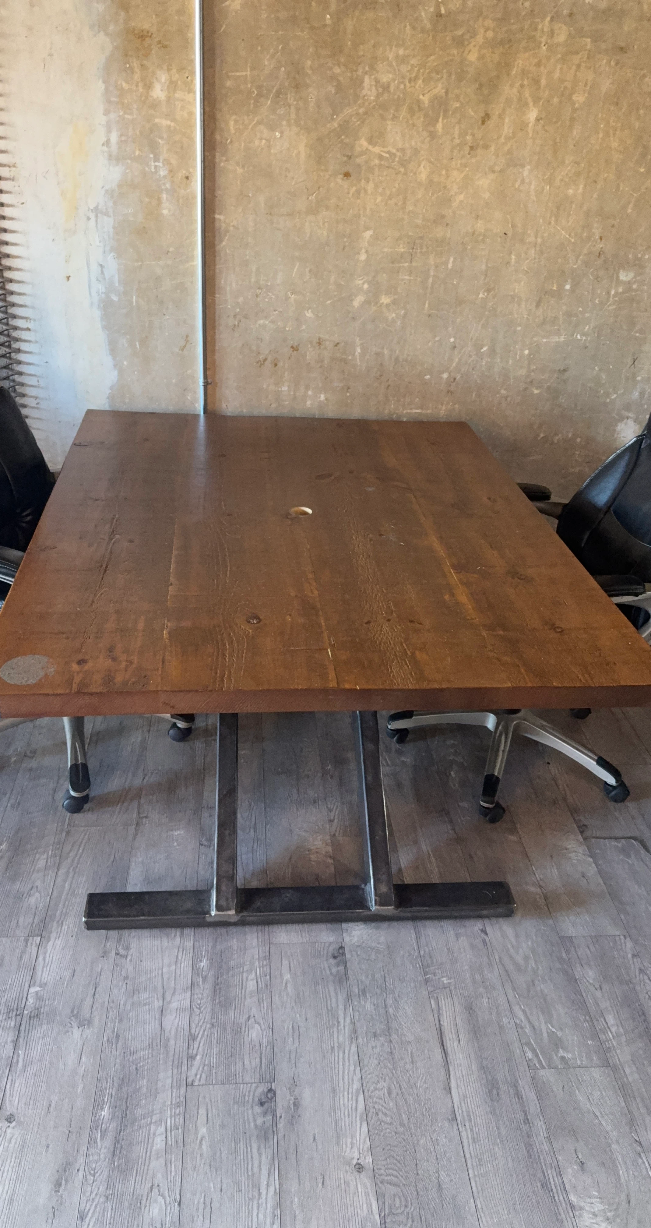 Rustic Wood Dining Table with Metal Base