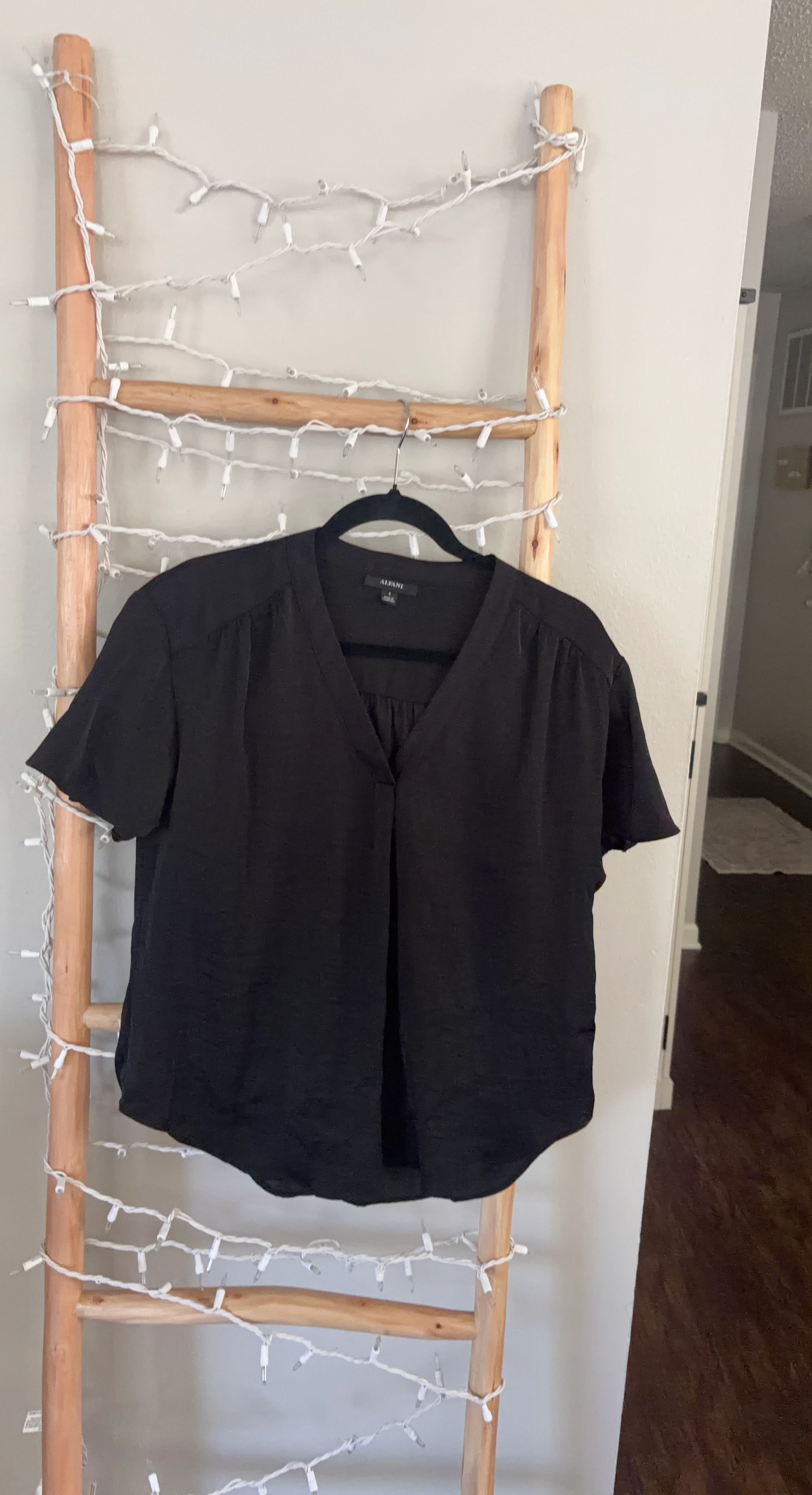 Alfani Black Short Sleeve Blouse