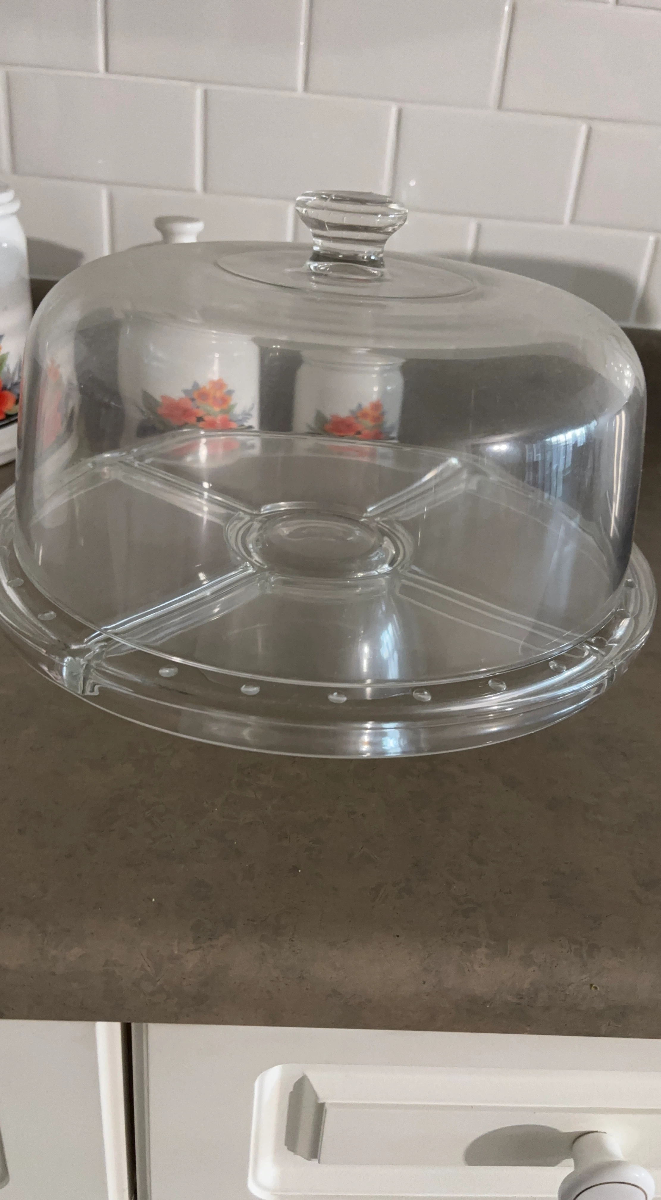 Glass Divided Serving Tray with Dome Lid