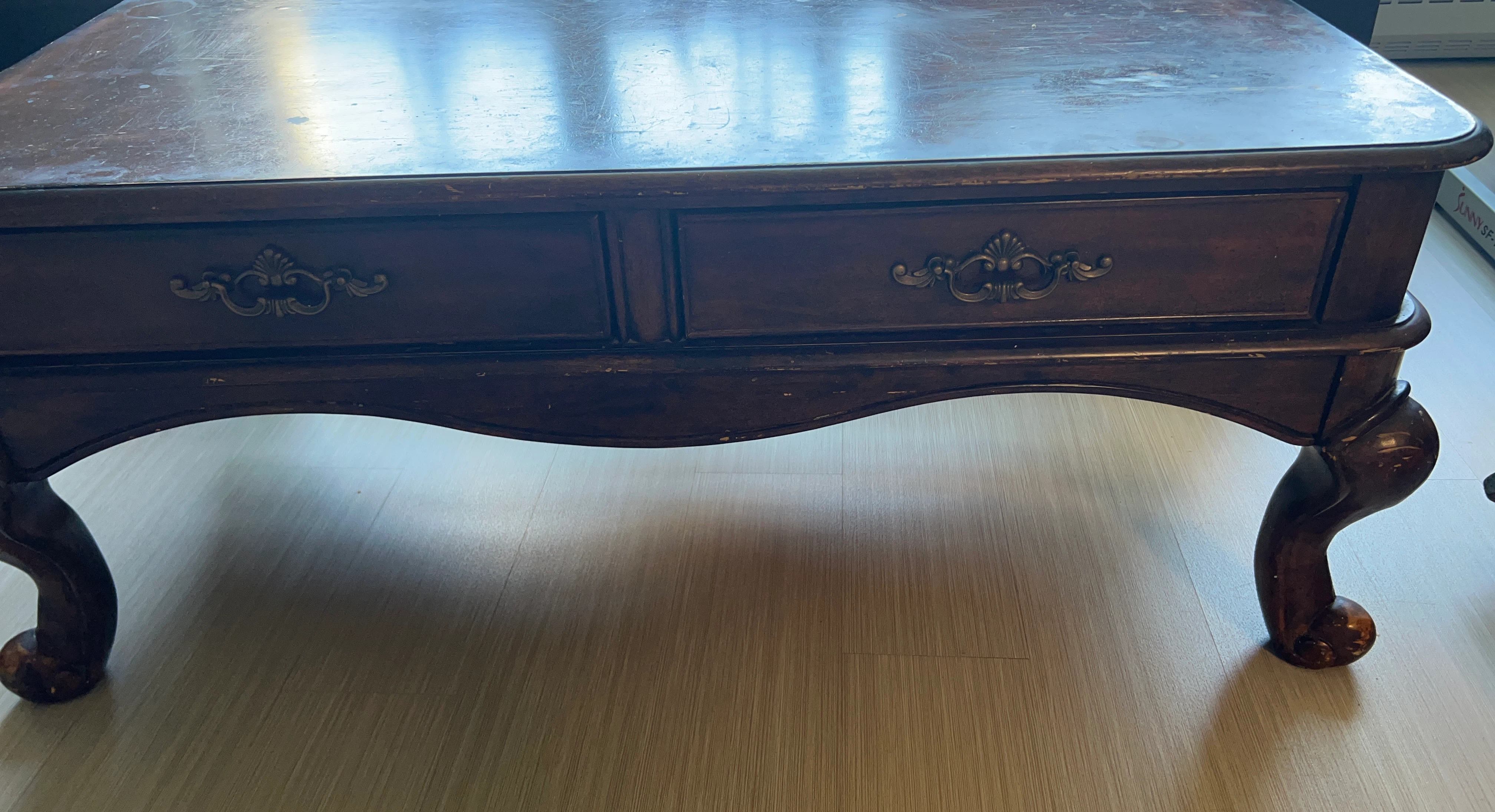 Dark Wood Coffee Table with Two Drawers in The Bronx, NY
