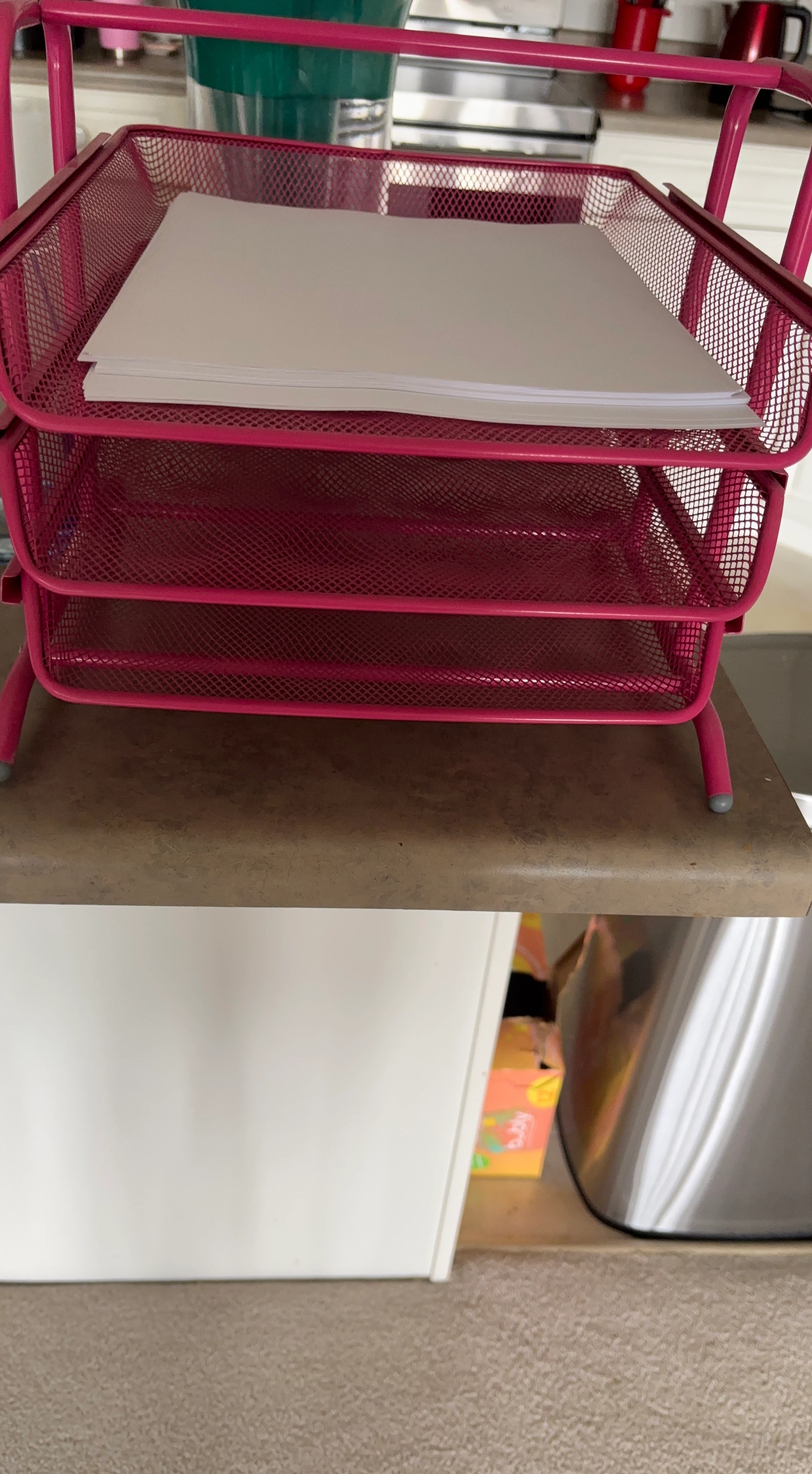 Pink Metal Mesh Desk Organizer