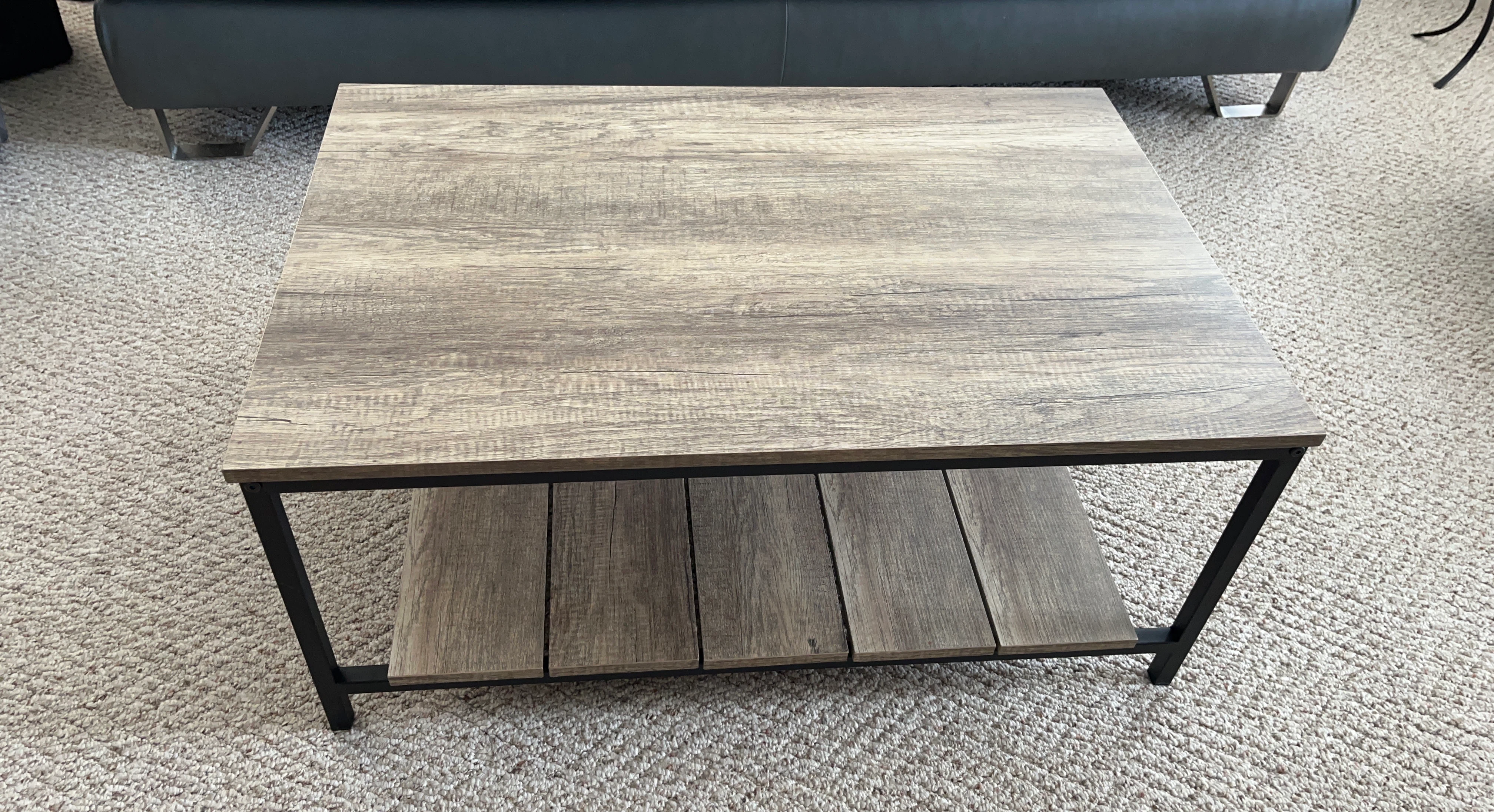 Industrial Coffee Table with Lower Shelf