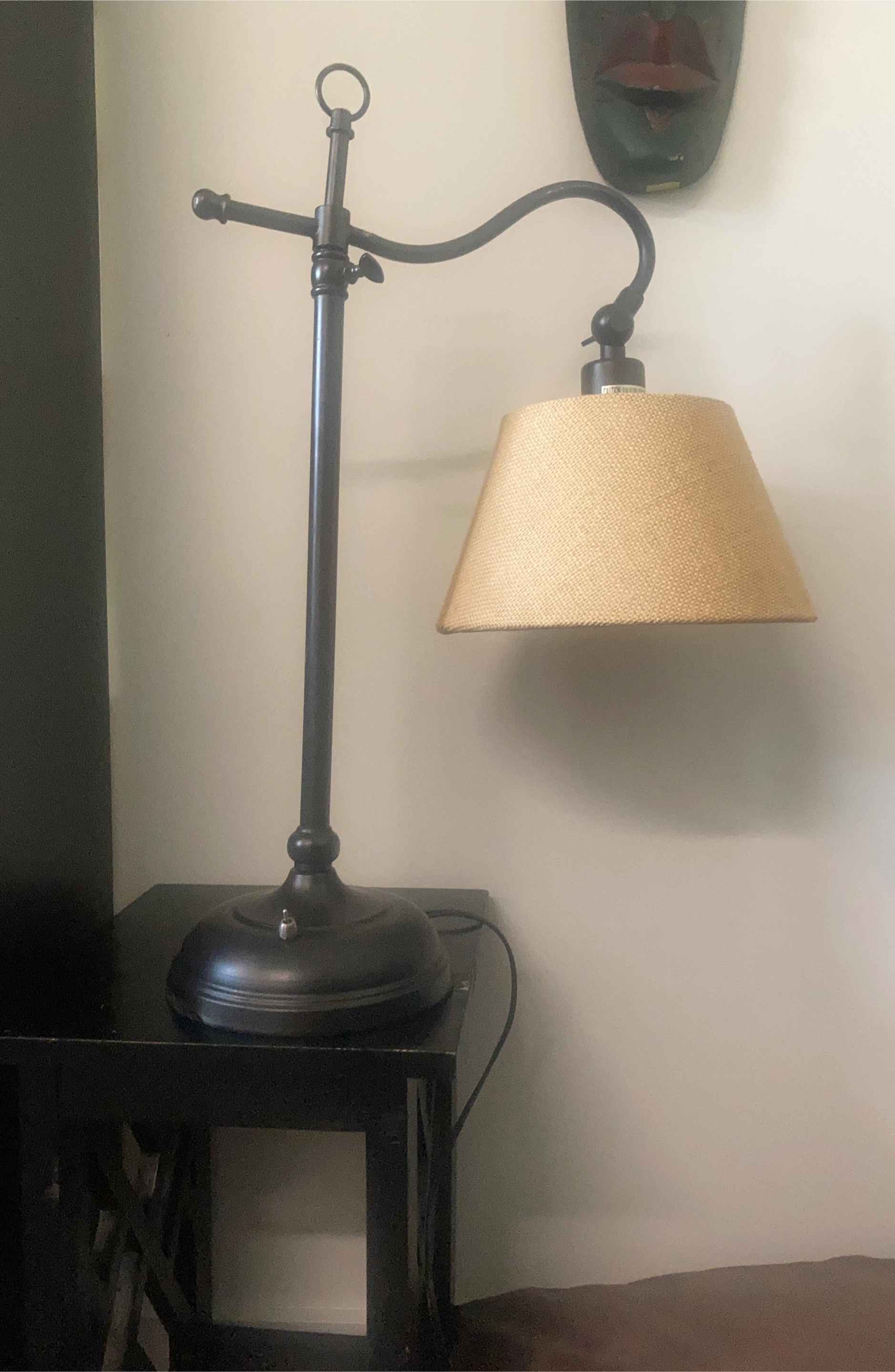 Metal Table Lamp with Burlap Shade