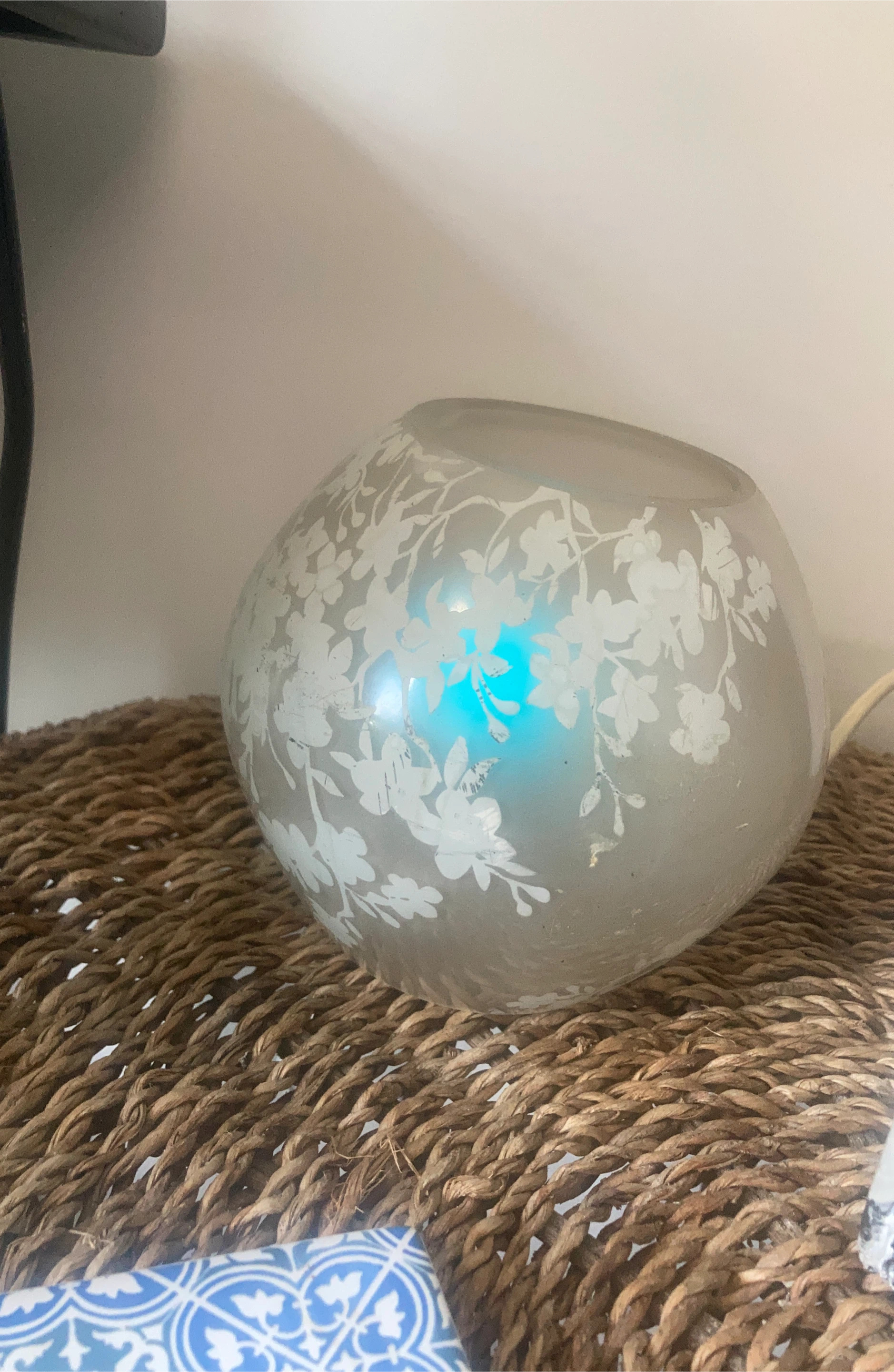 Frosted Floral Glass Table Lamp