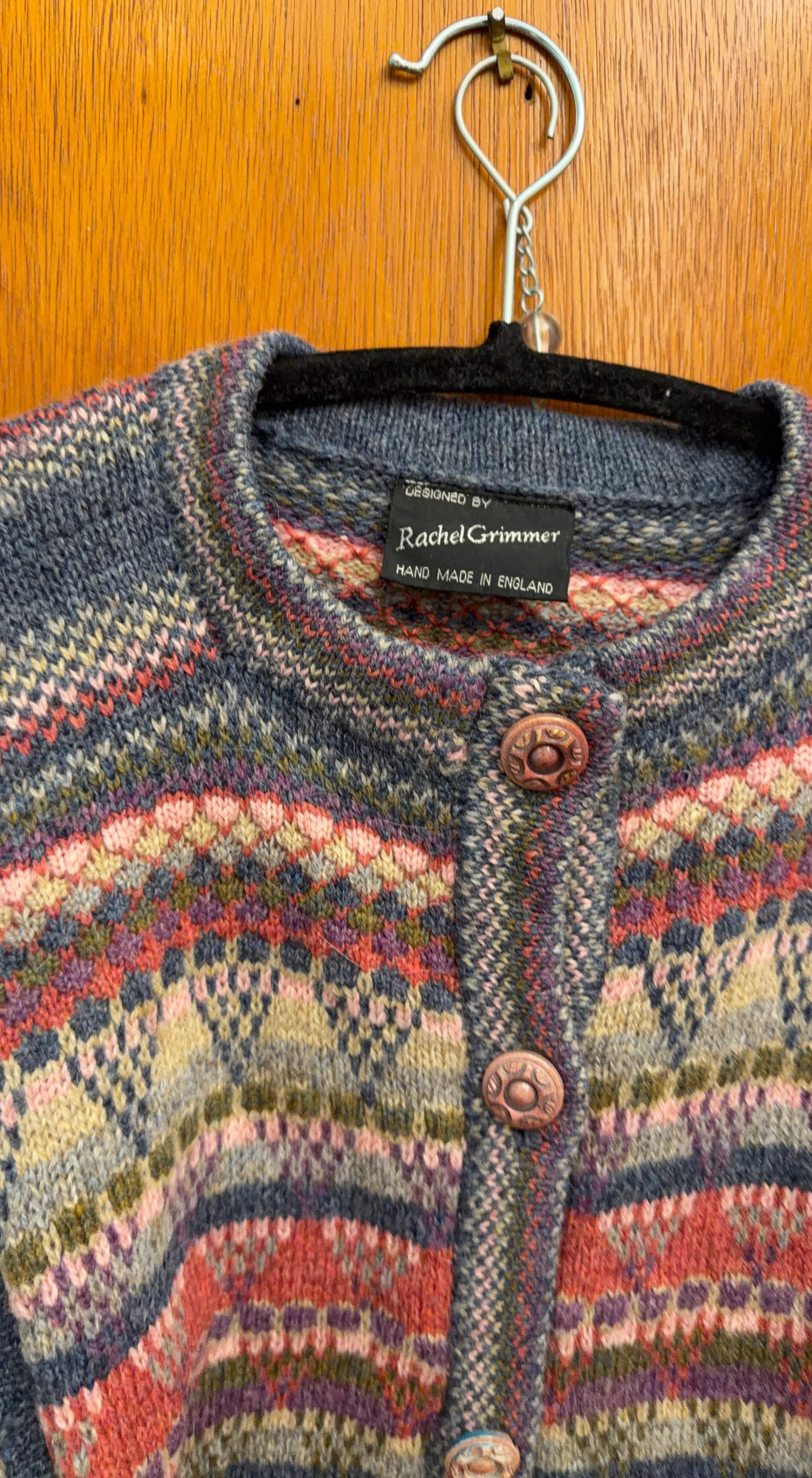 Rachel Grimmer Hand Made Wool Patterned Cardigan