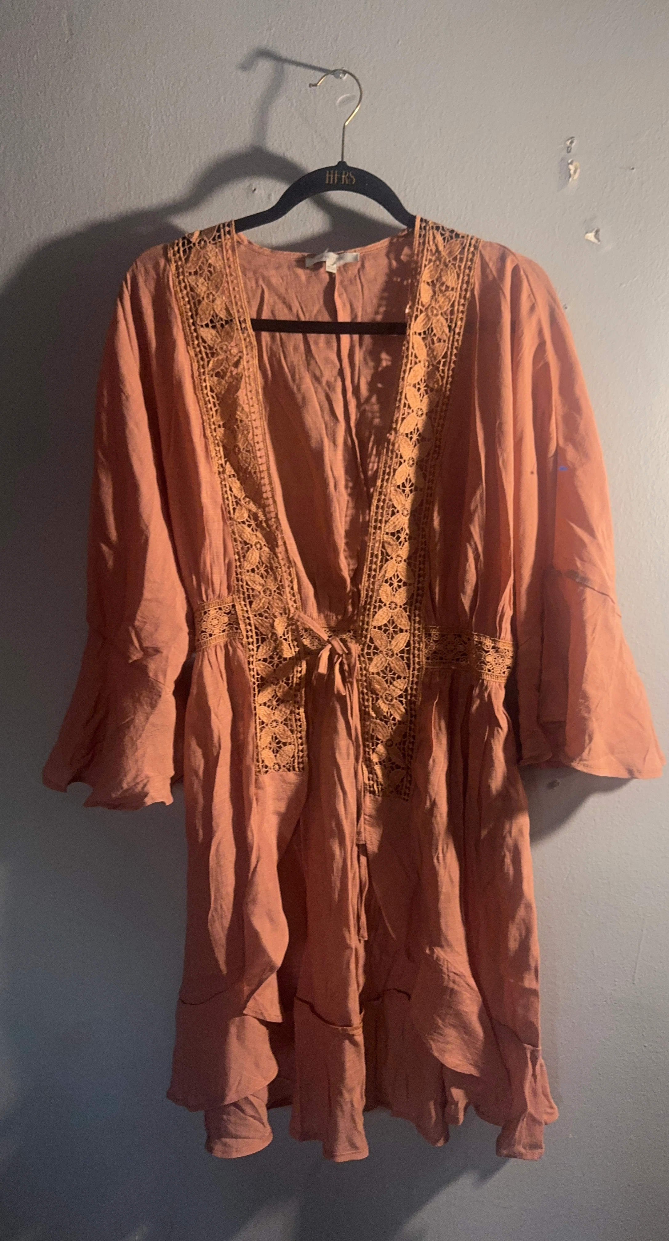 Dusty Rose Lace Trim Cover-Up