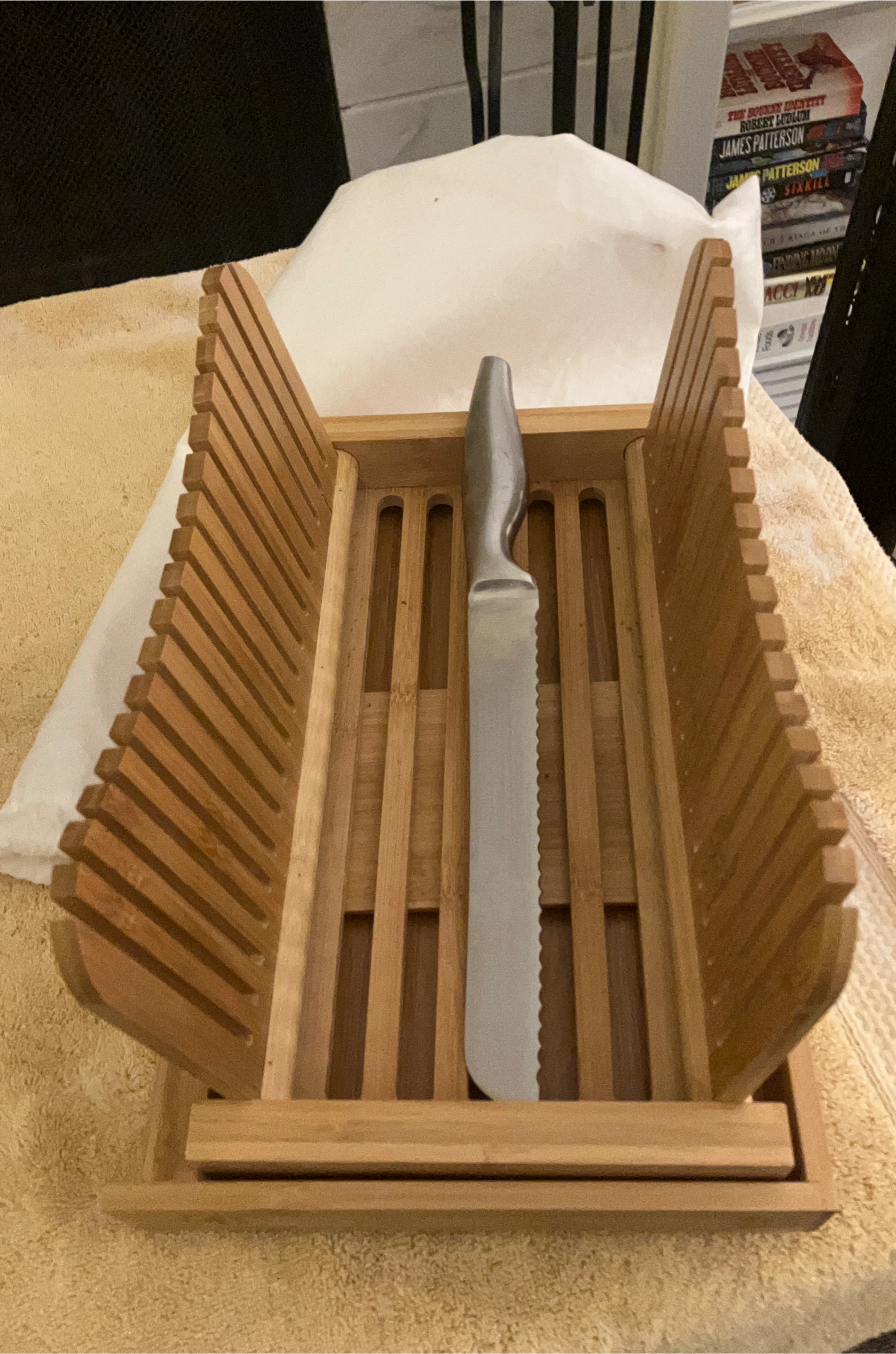 Bamboo Bread Slicer with Serrated Knife