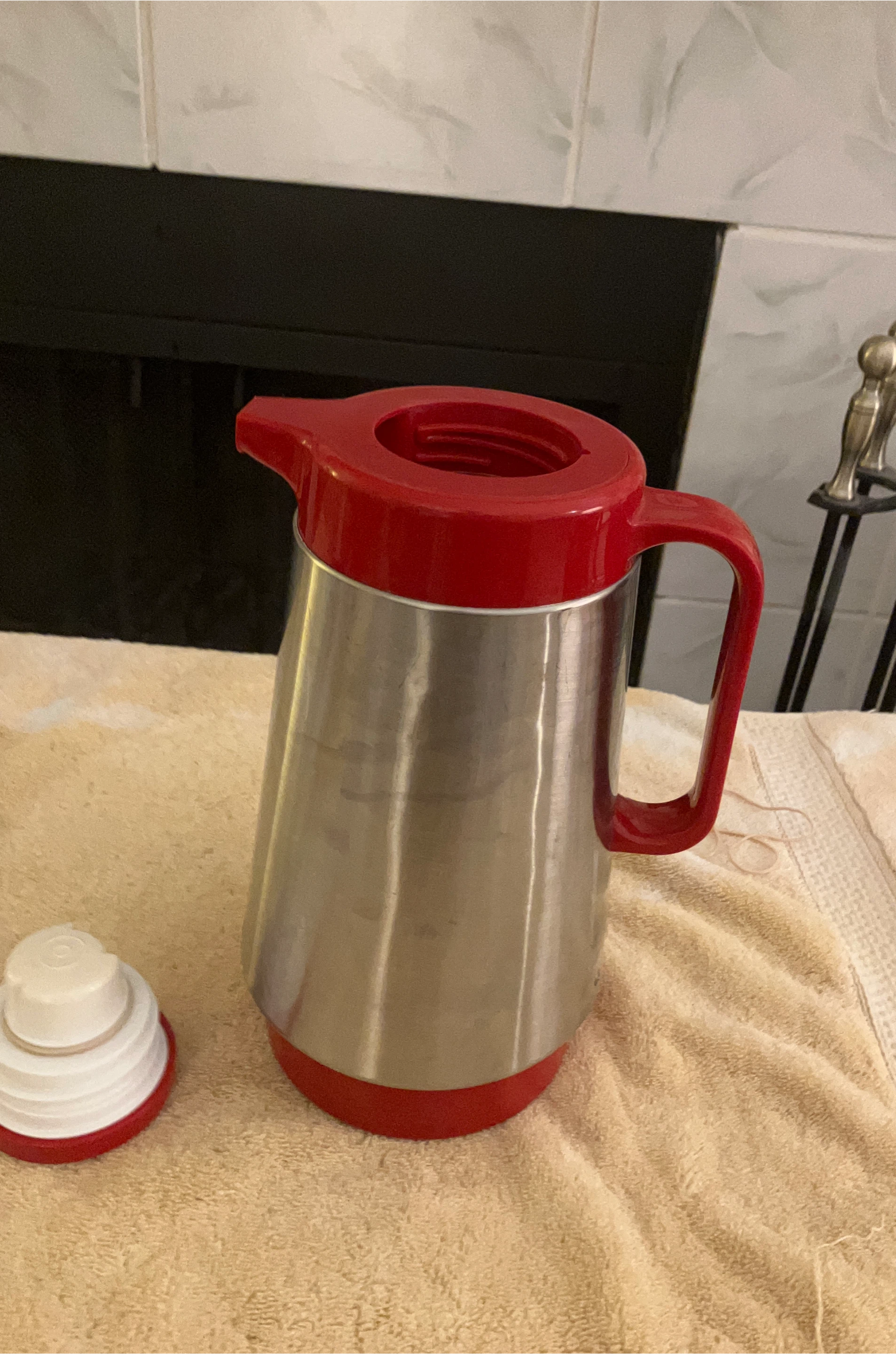 Stainless Steel Thermal Carafe with Red Lid