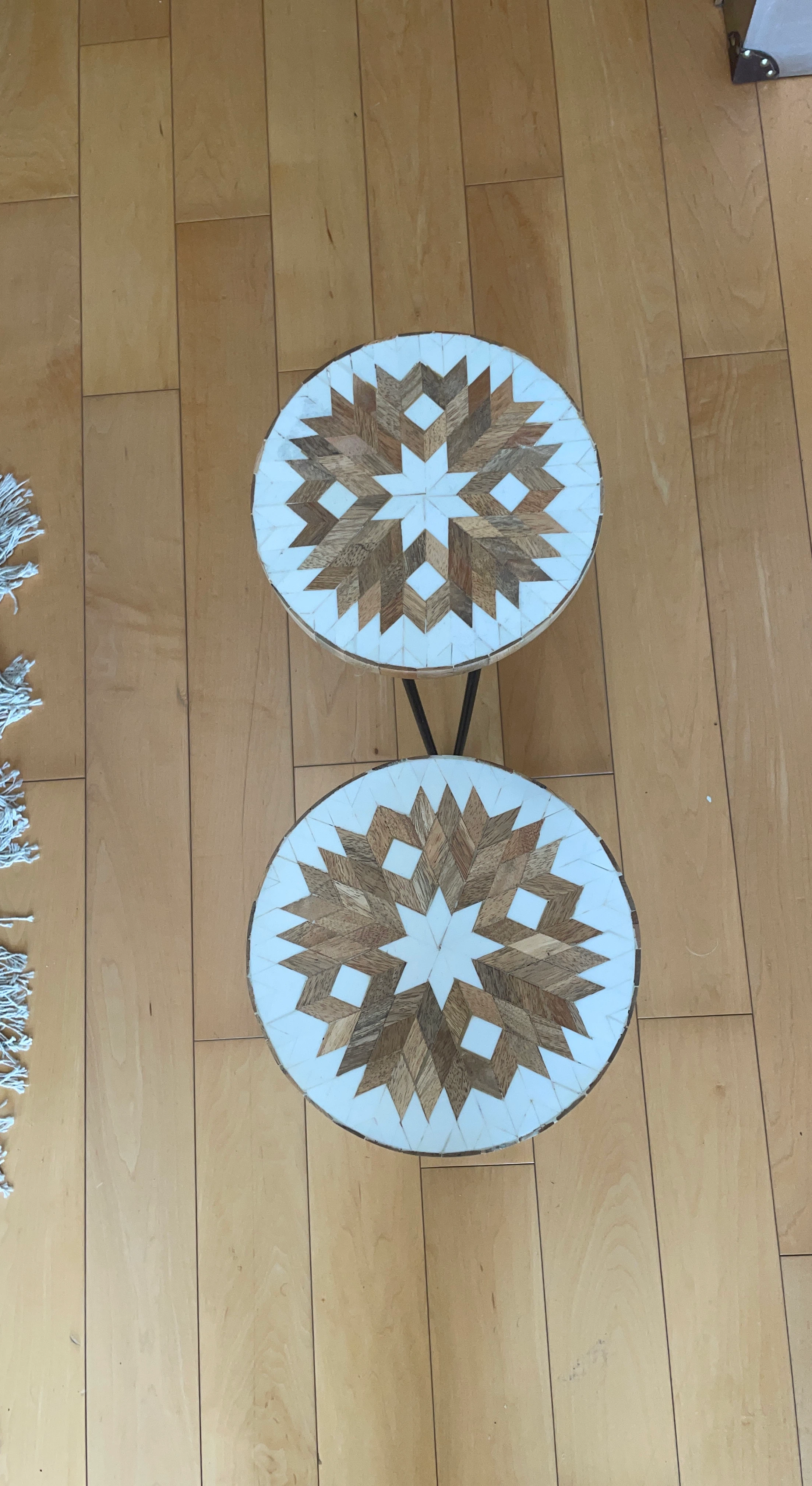 Set of Two Geometric Pattern Side Tables