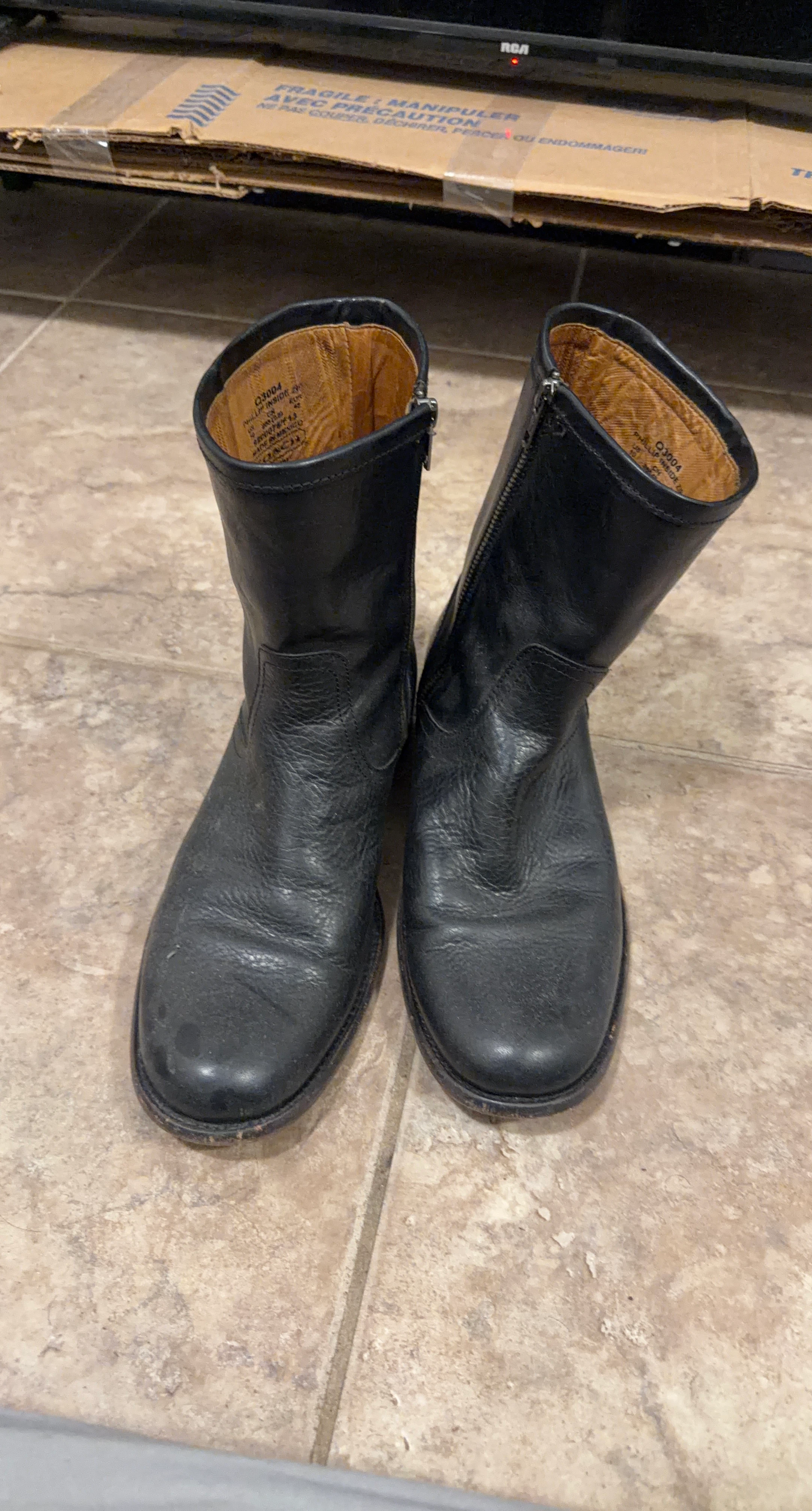 Coach Phillip Black Leather Boots Size 10