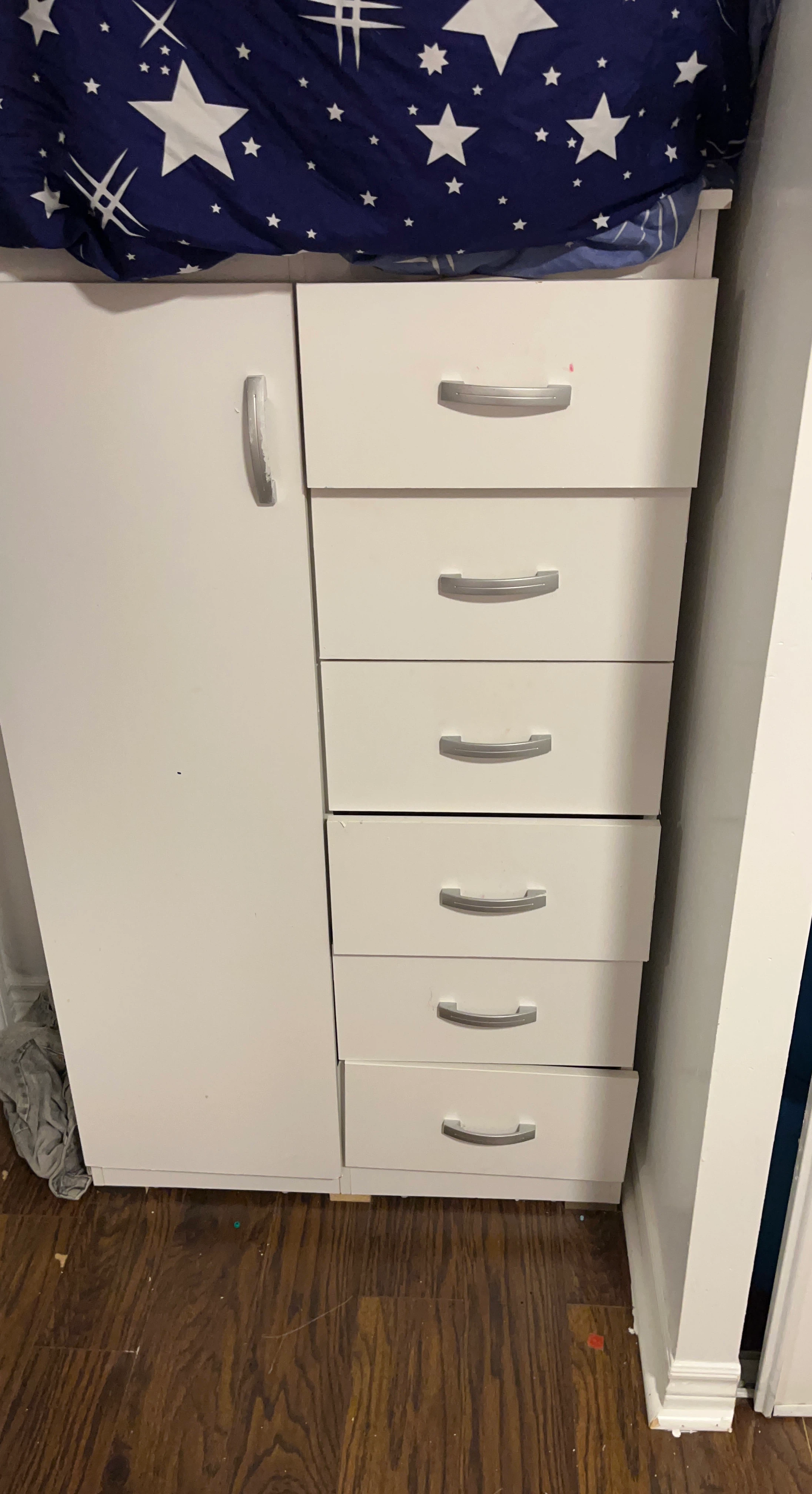 White Wardrobe with Five Drawers
