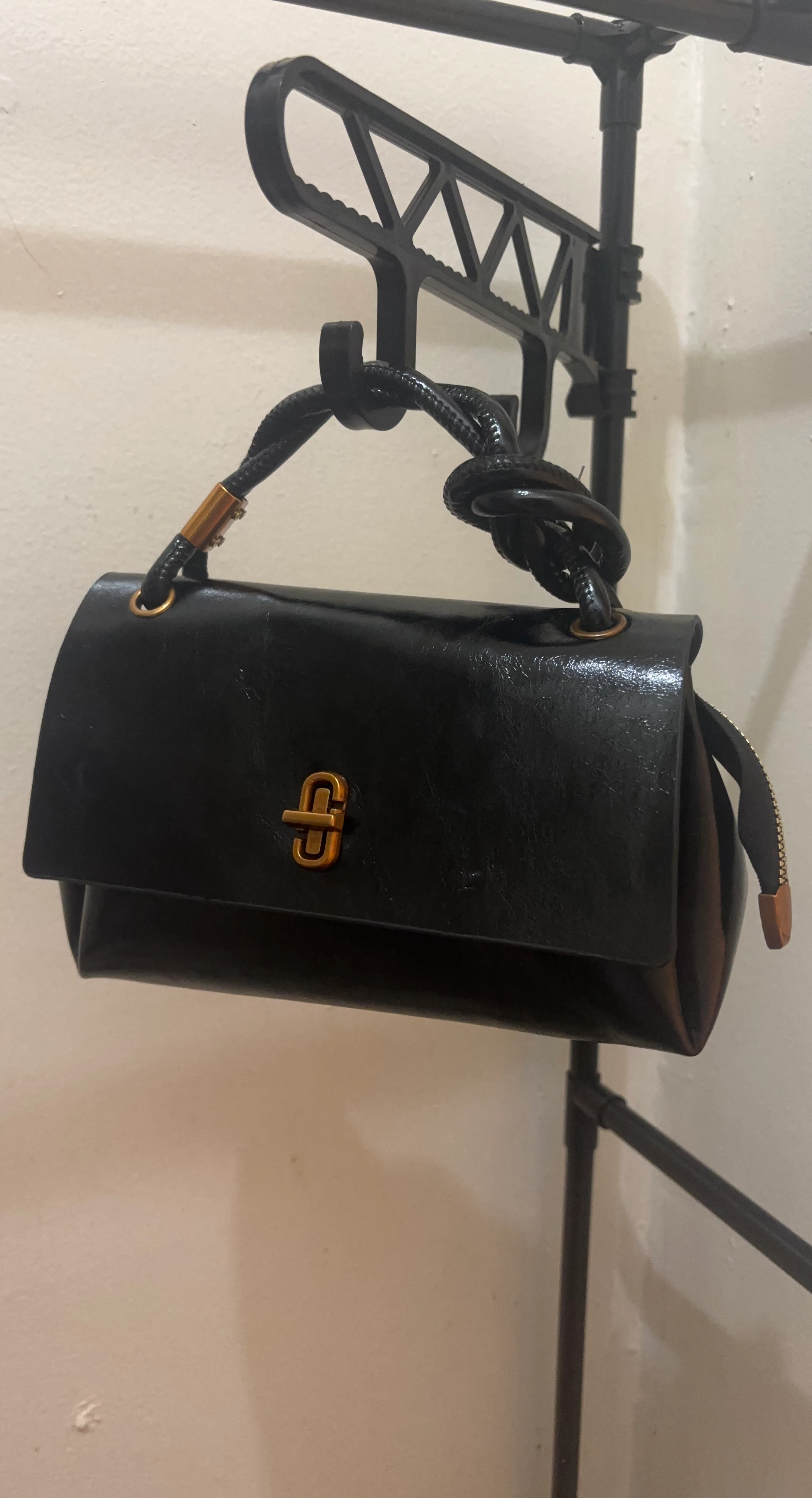 Black Handbag with Gold Hardware