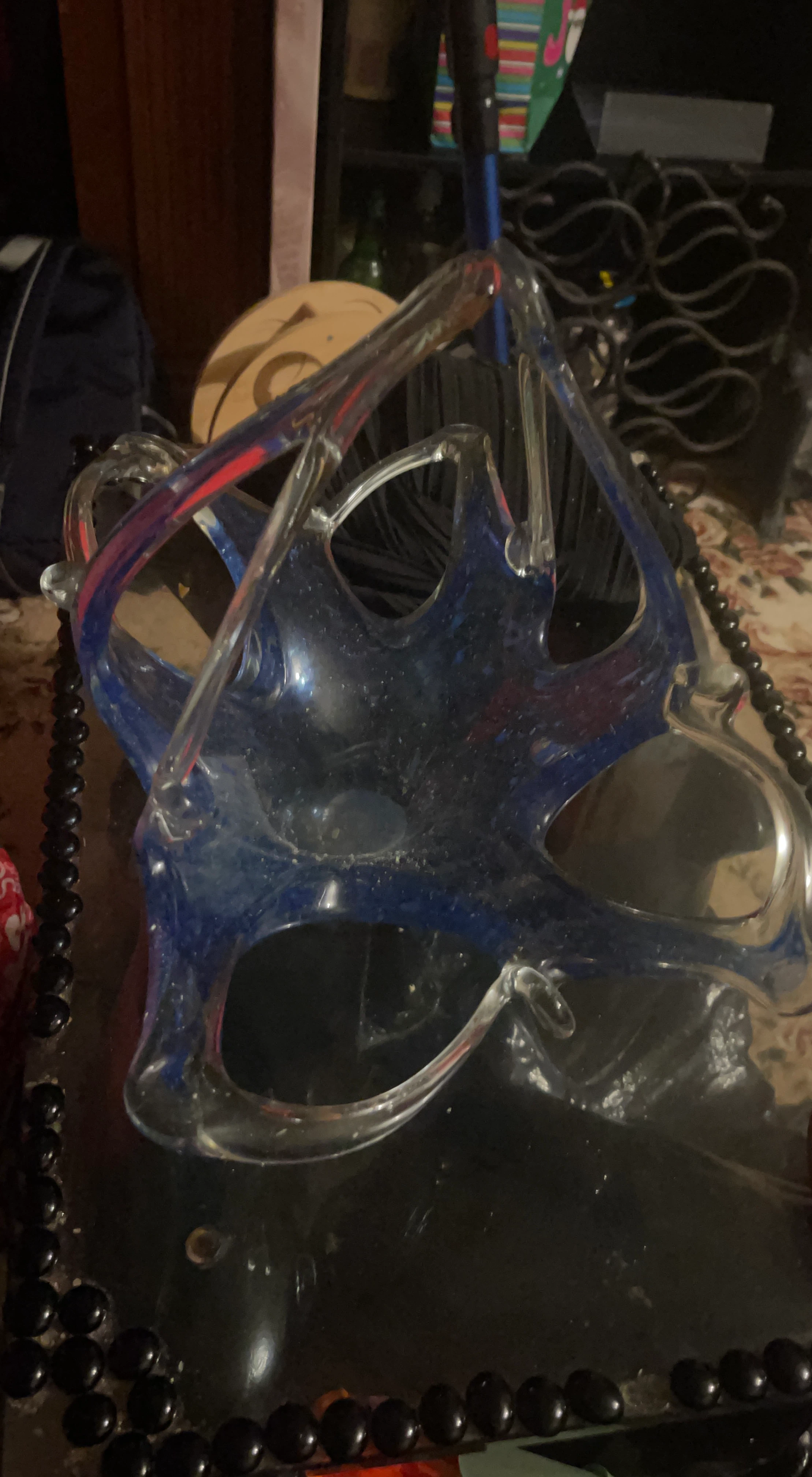 Blue Art Glass Star Bowl
