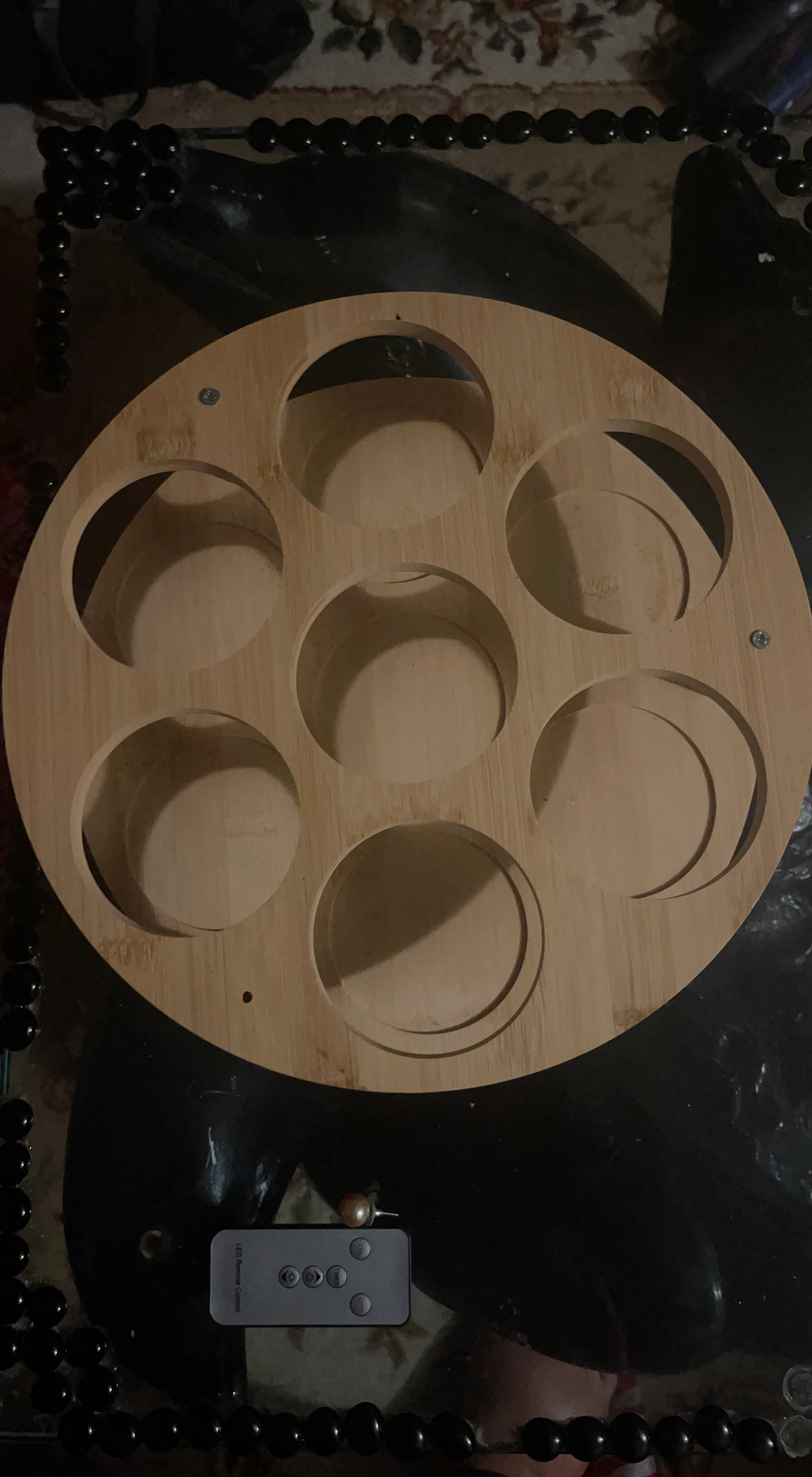 Round Bamboo LED Display Stand