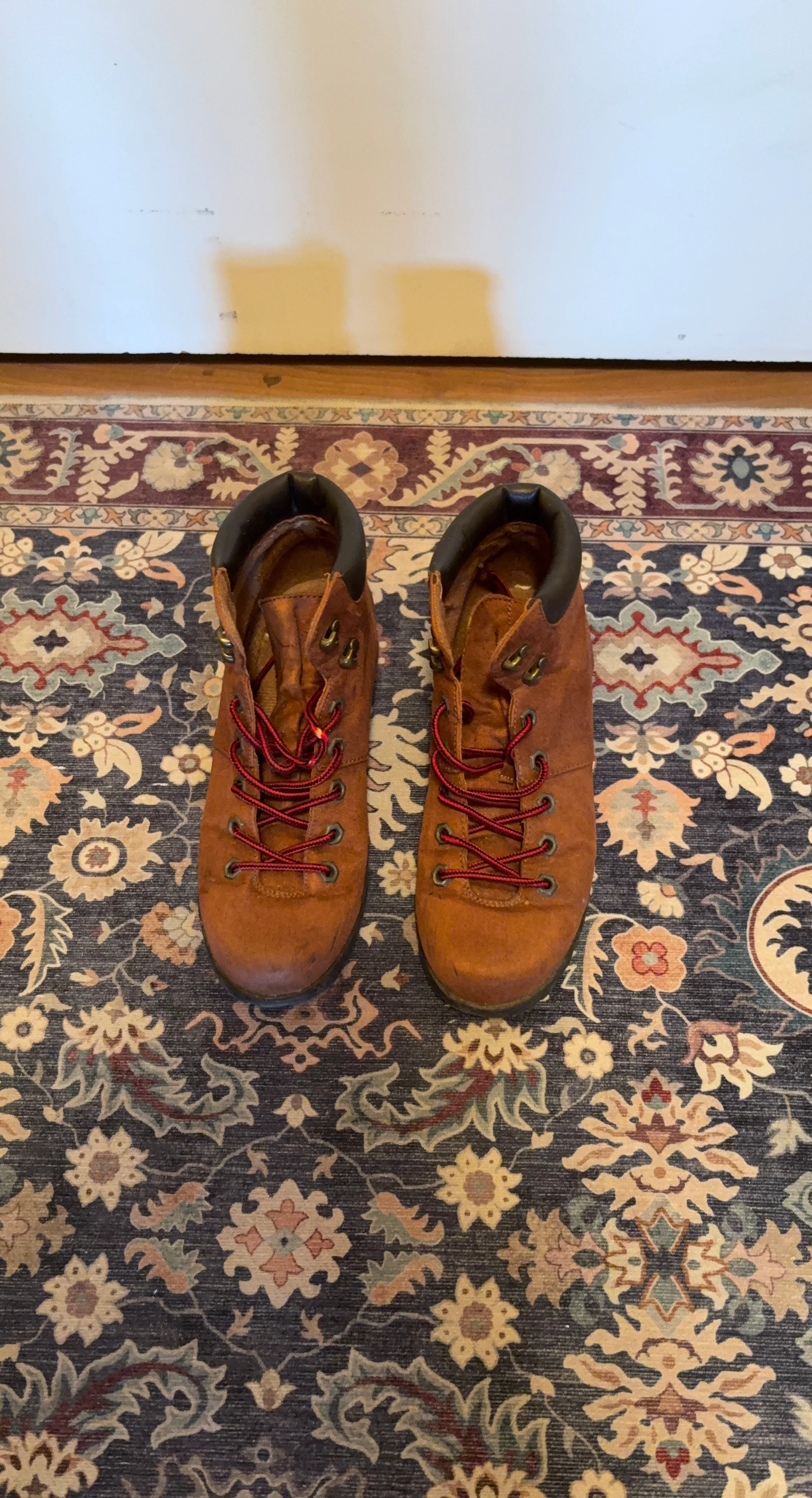 Brown hiking boots