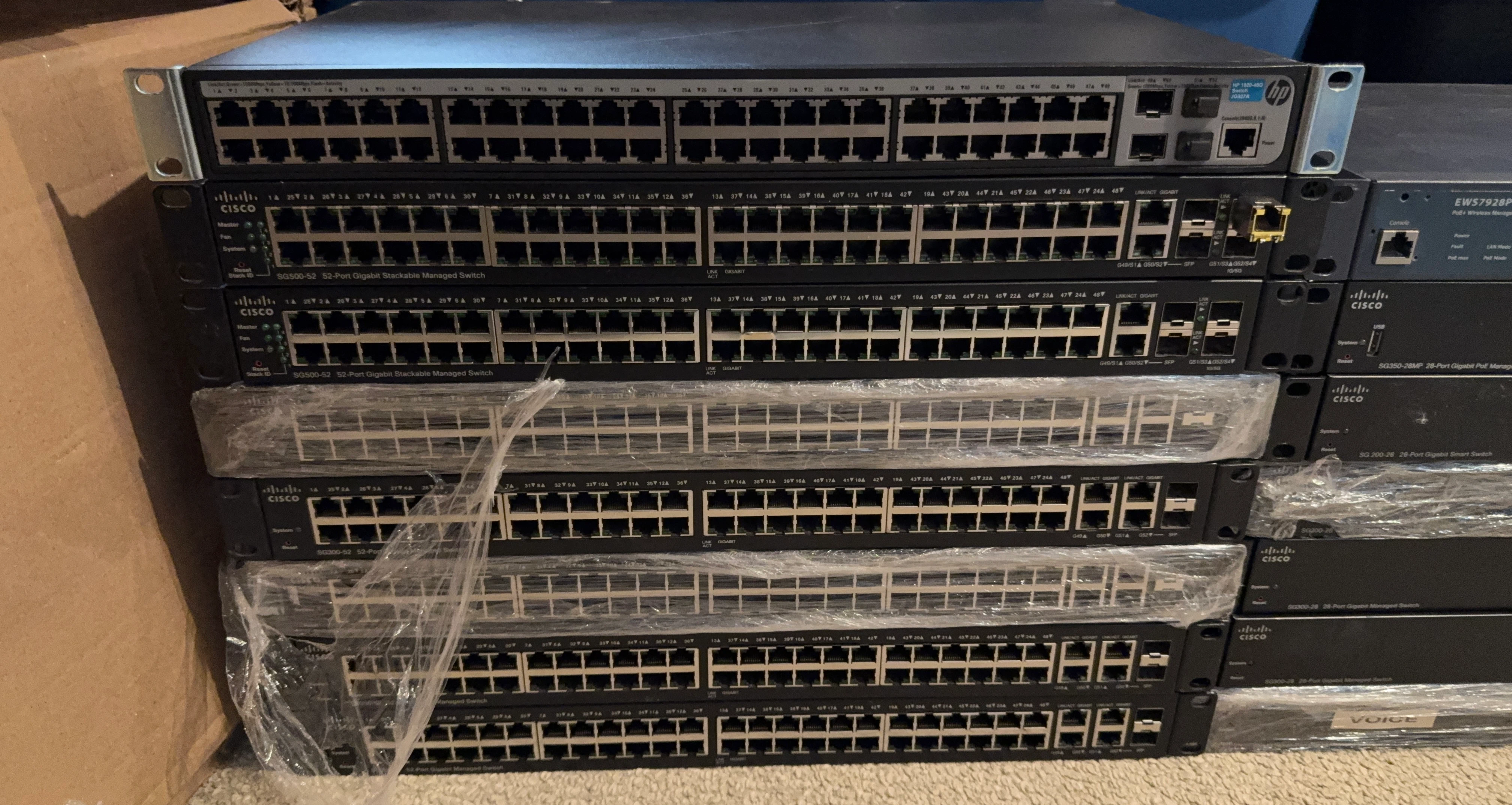 Assorted Cisco and HP Networking Switches