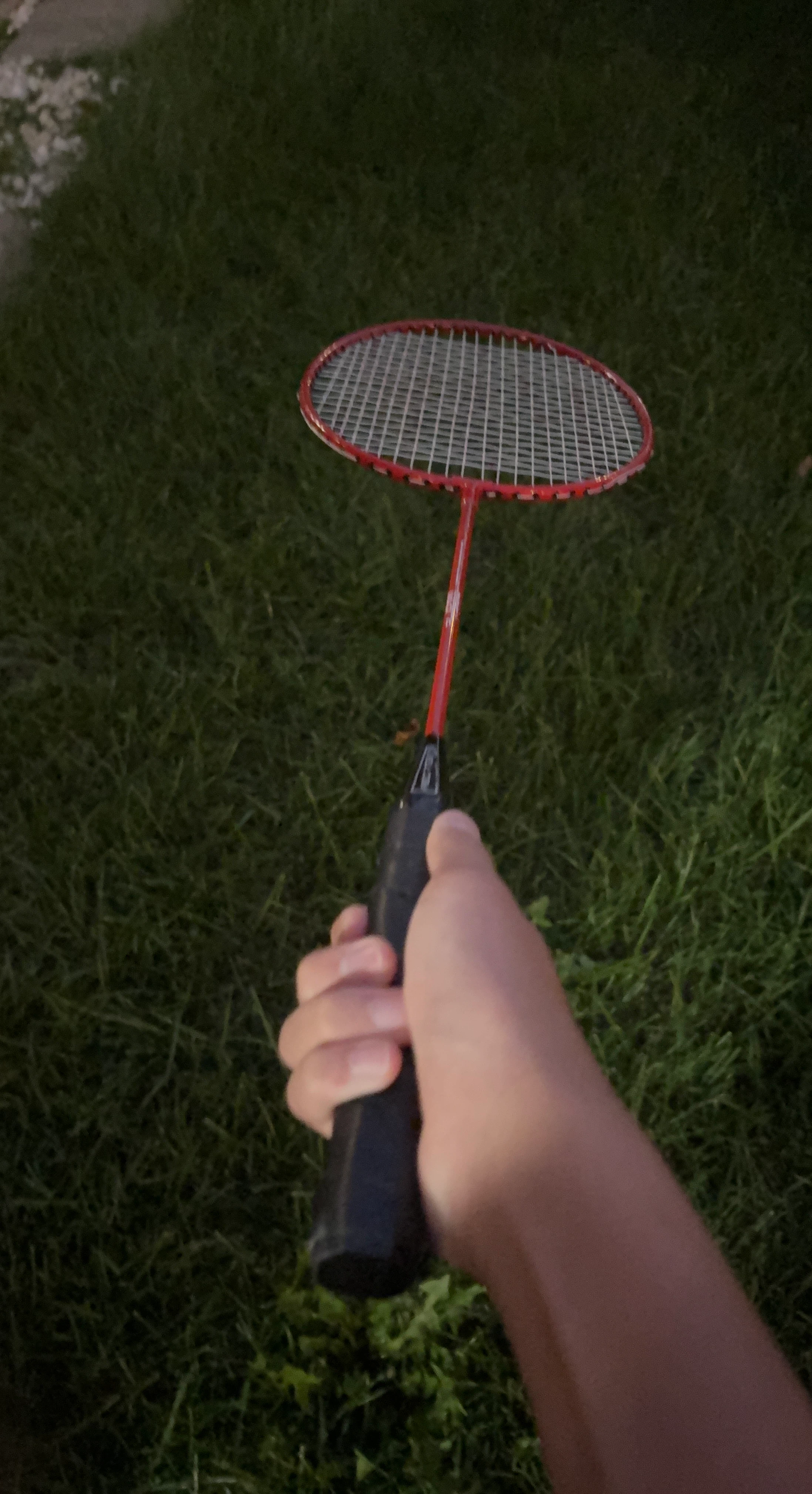 Red badminton racket