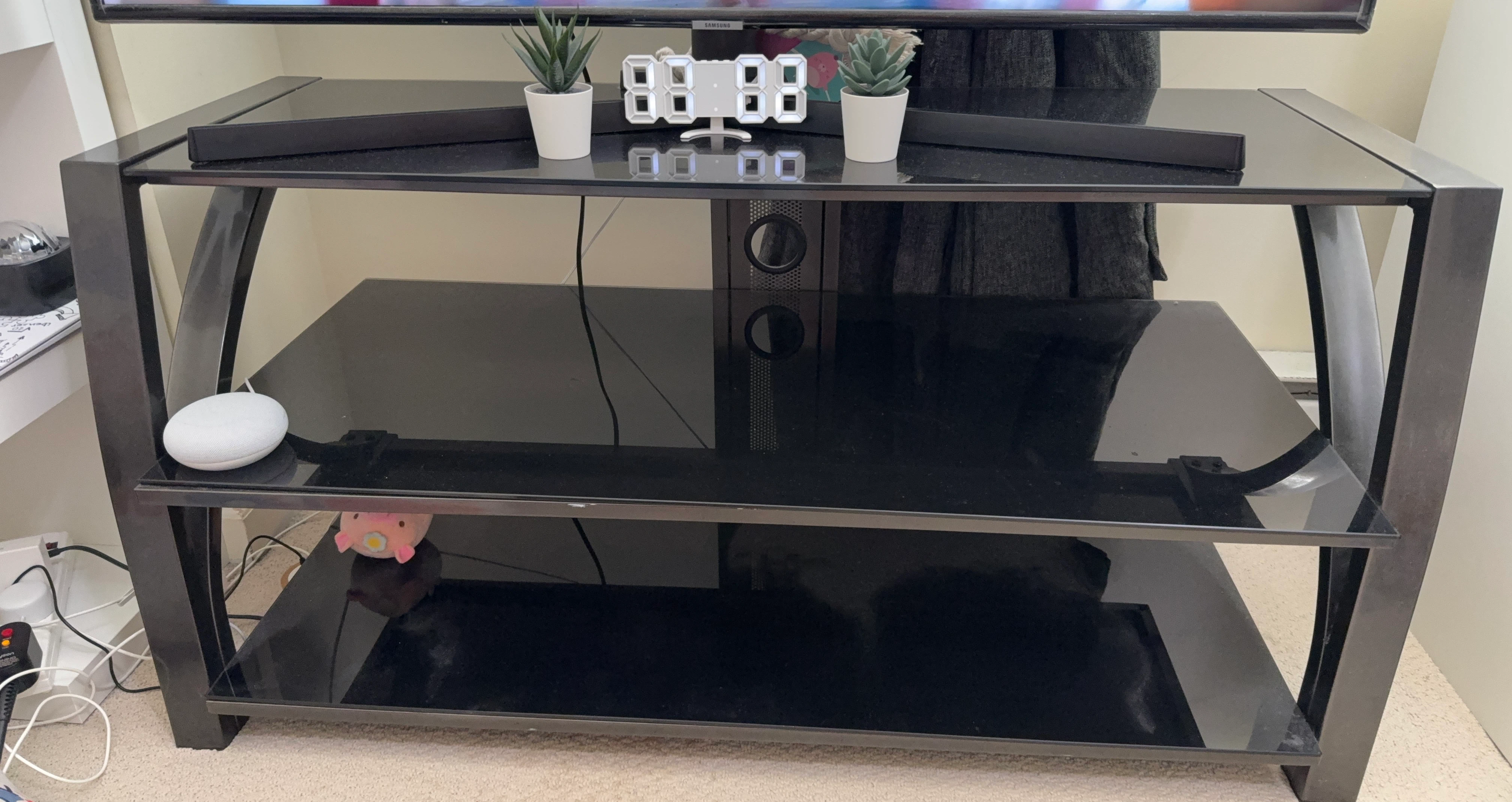 Black Glass TV Stand