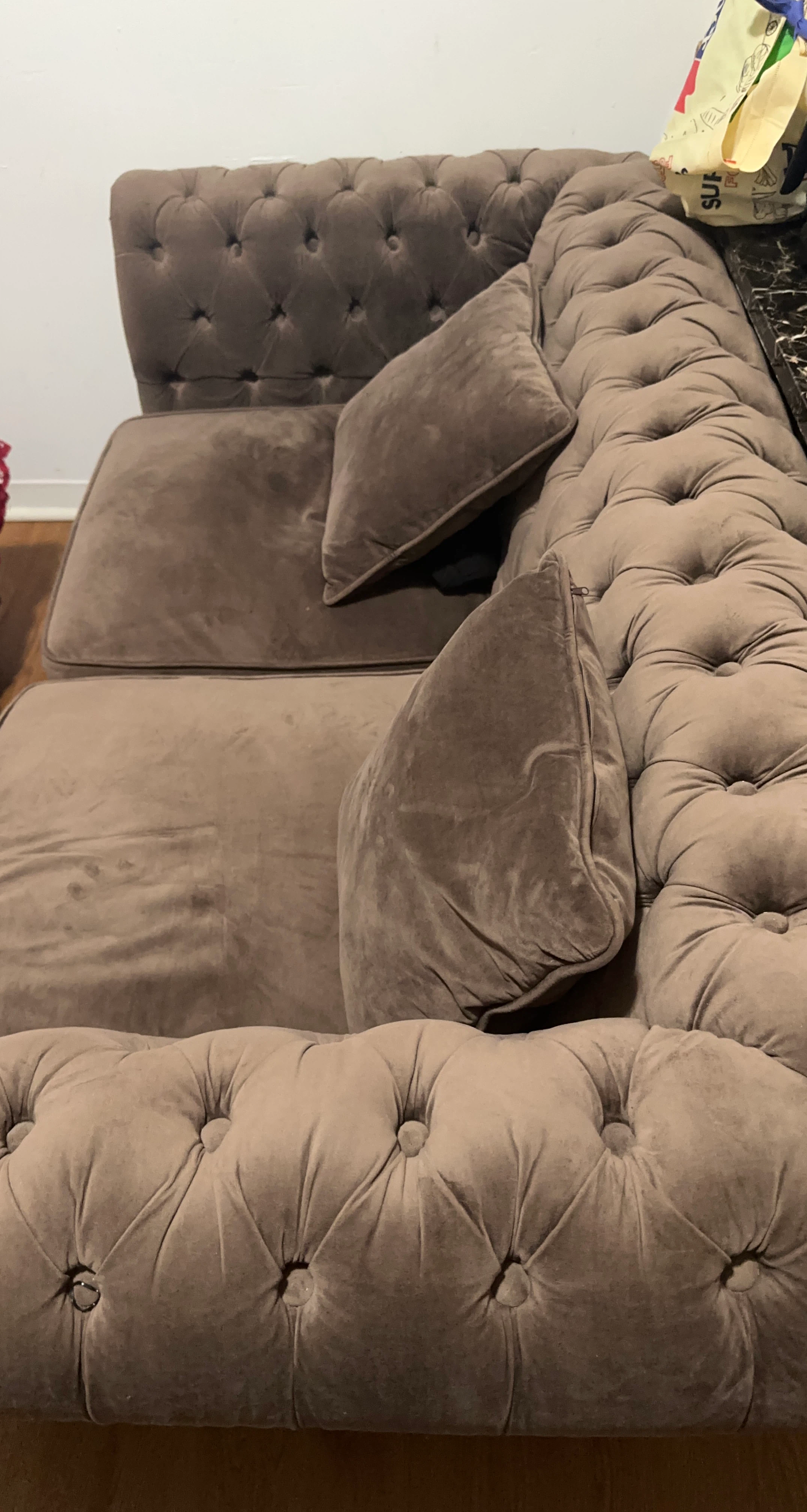 Brown Velvet Chesterfield Sofa