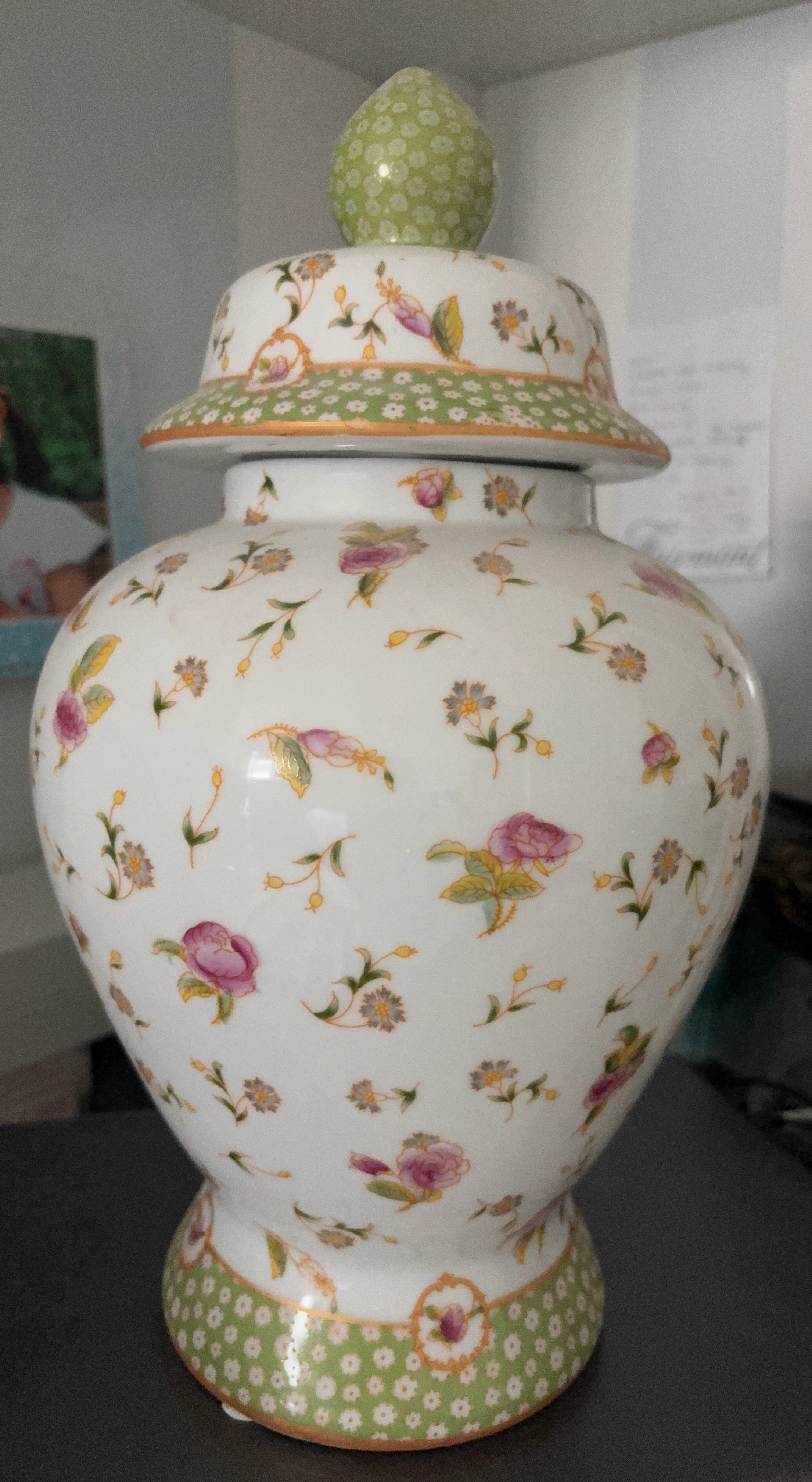 Floral Porcelain Ginger Jar with Lid - photo 2