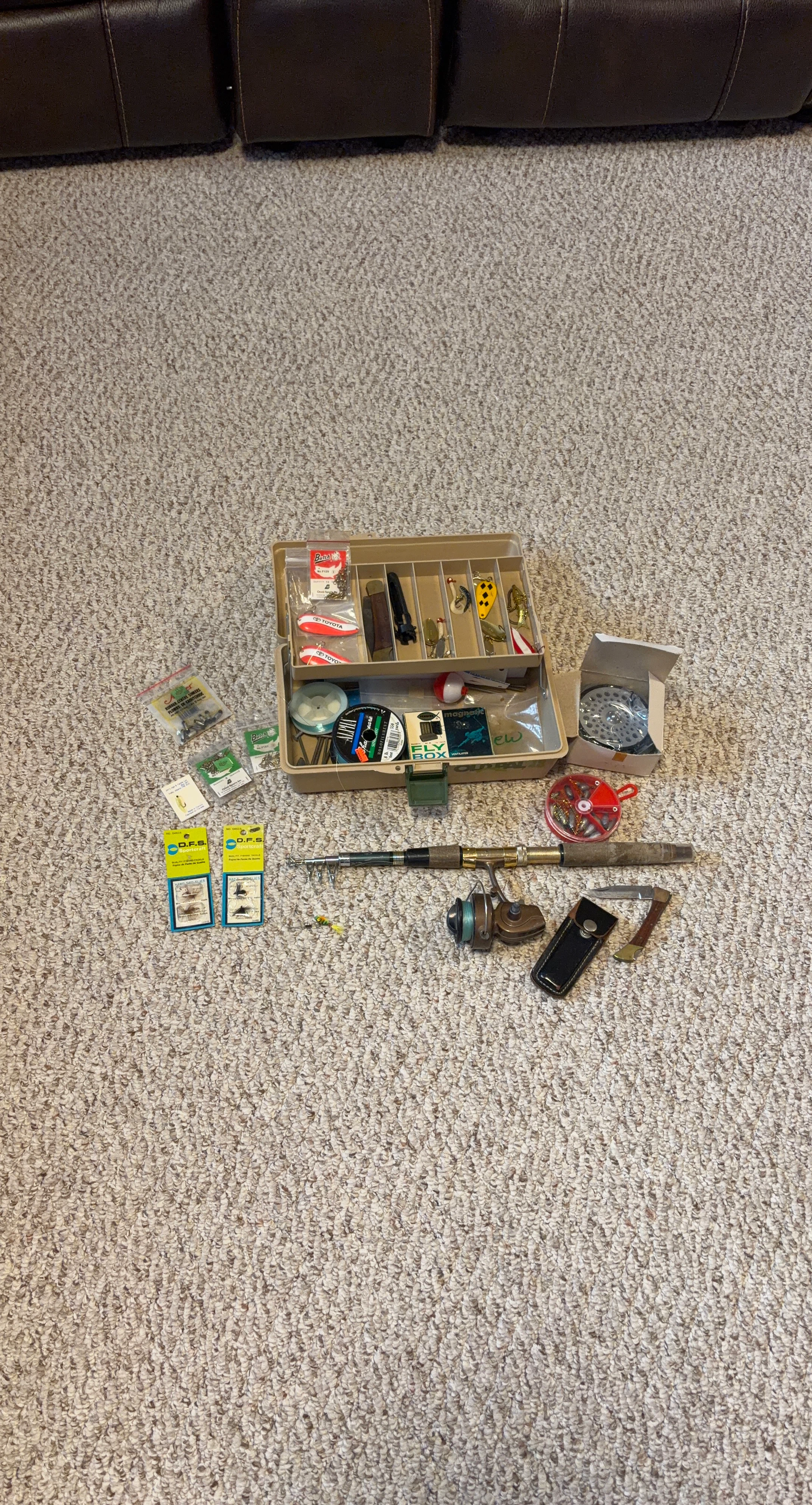 Old Pal Fishing Tackle Box and Rod Set