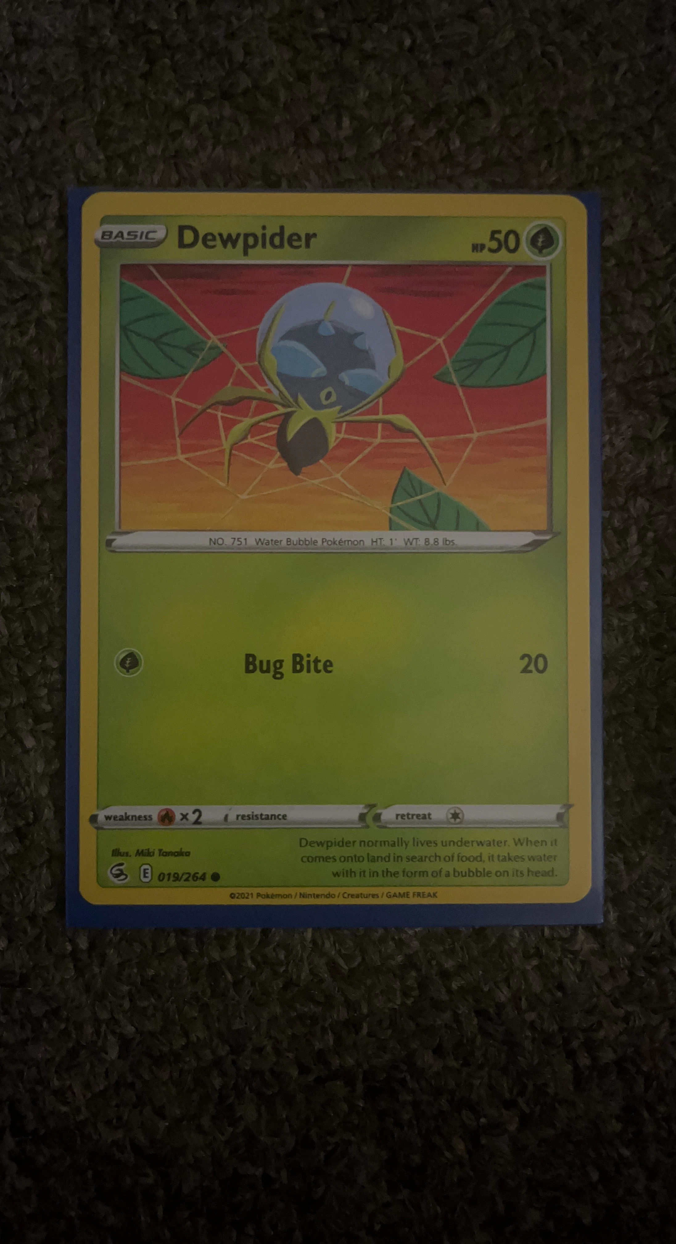 Dewpider Pokemon Card 019/264