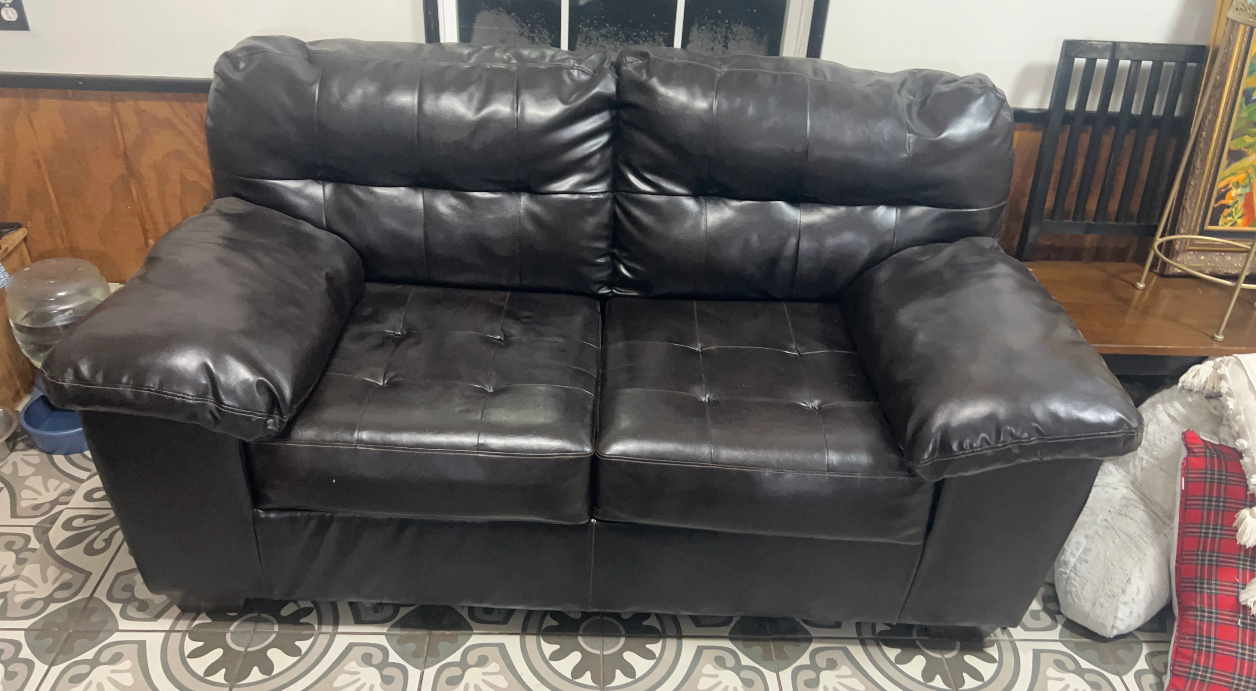 Black Leather Loveseat Sofa
