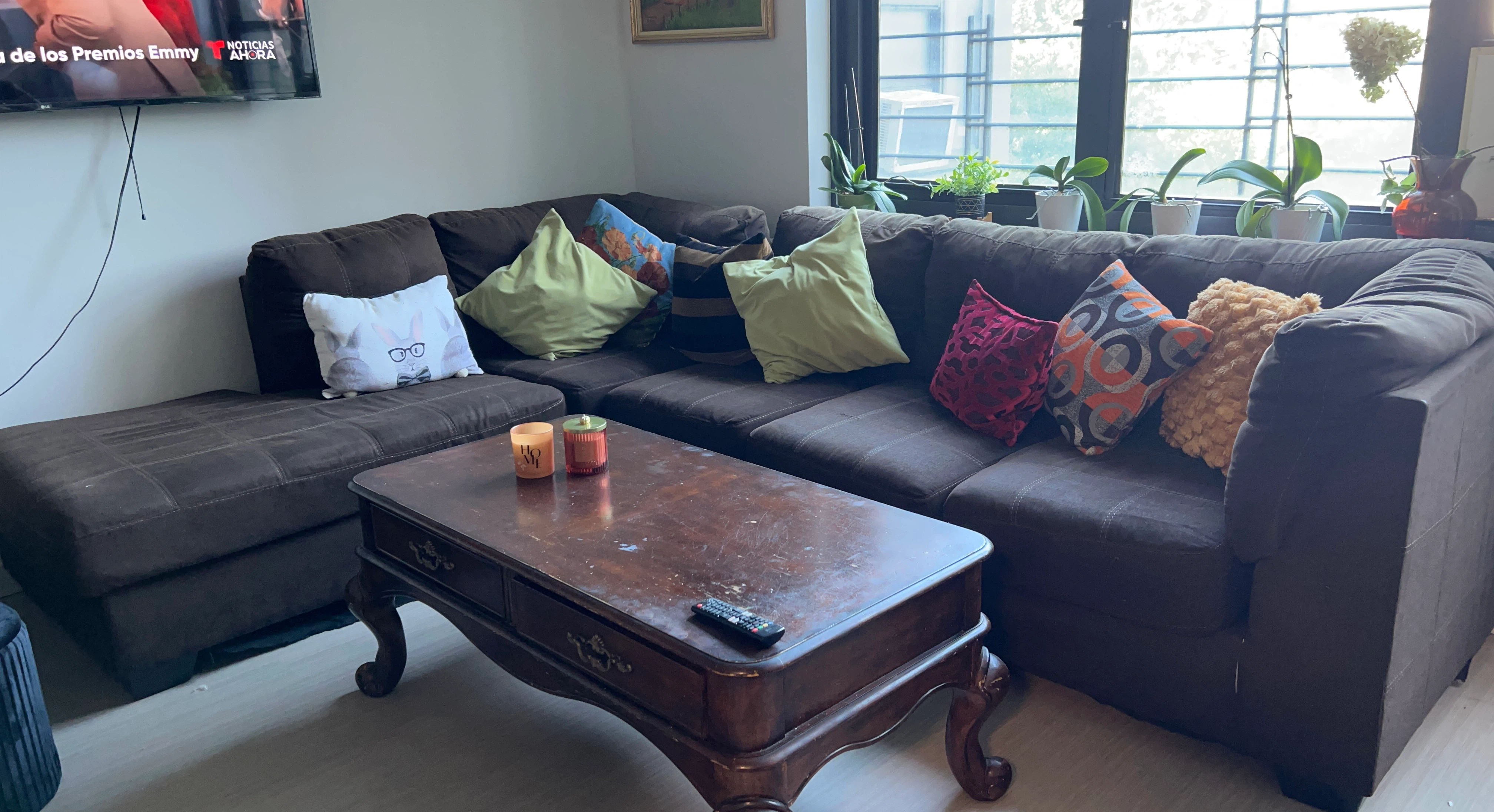 Large dark brown sectional sofa