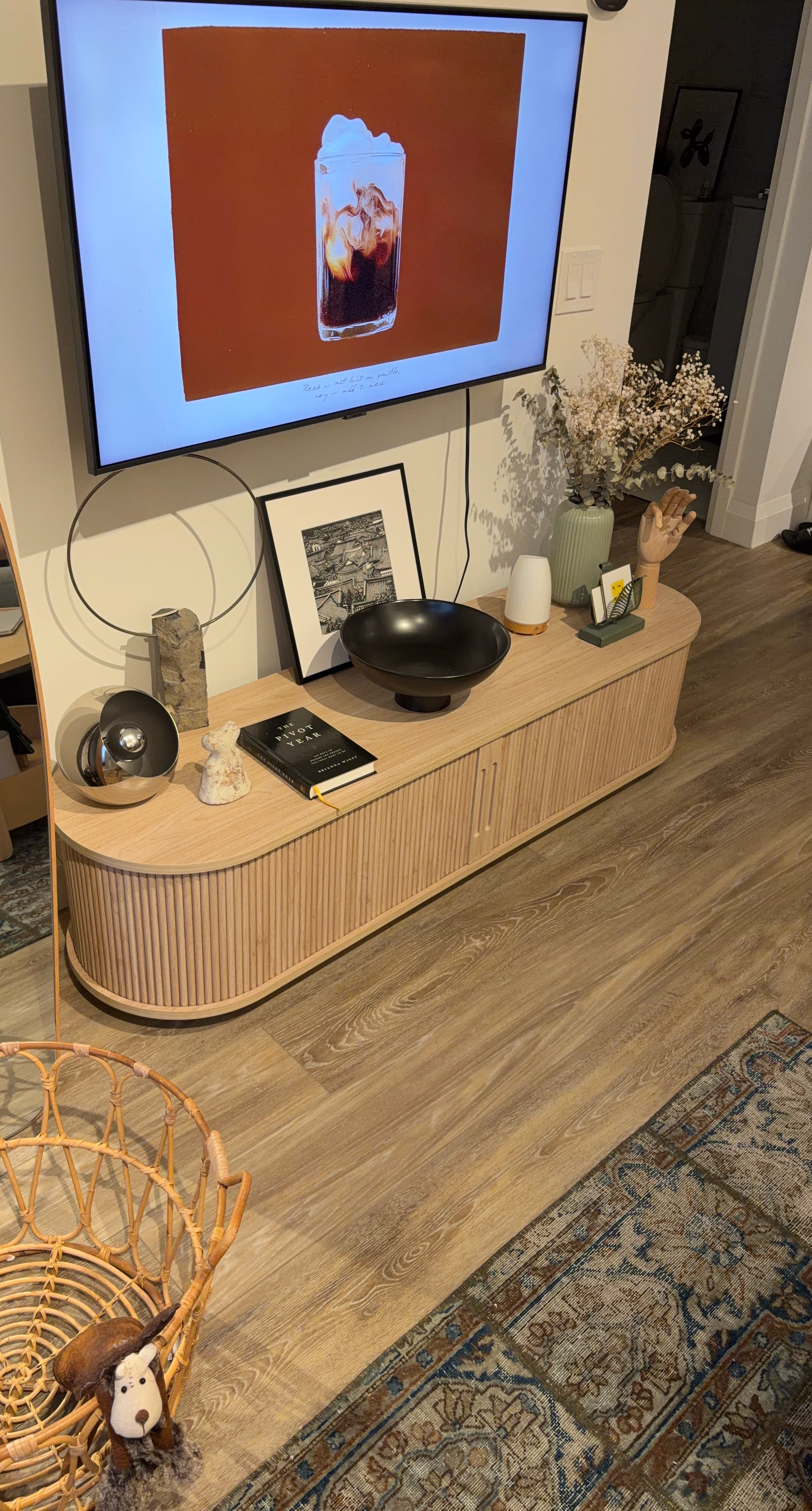 Light Oak Reeded Media Console for TVs up to 65”