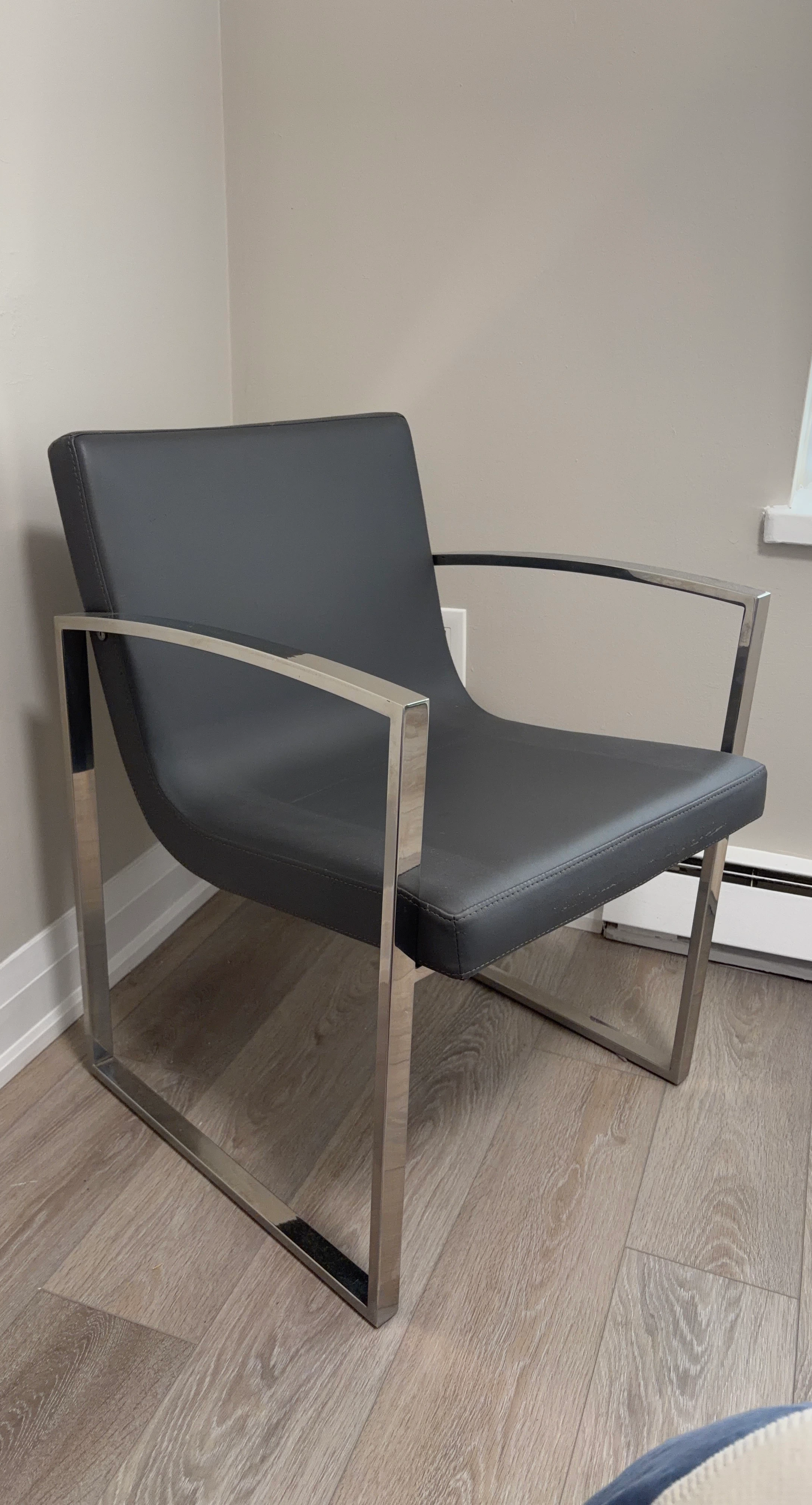 Modern Grey Leather Accent Chair