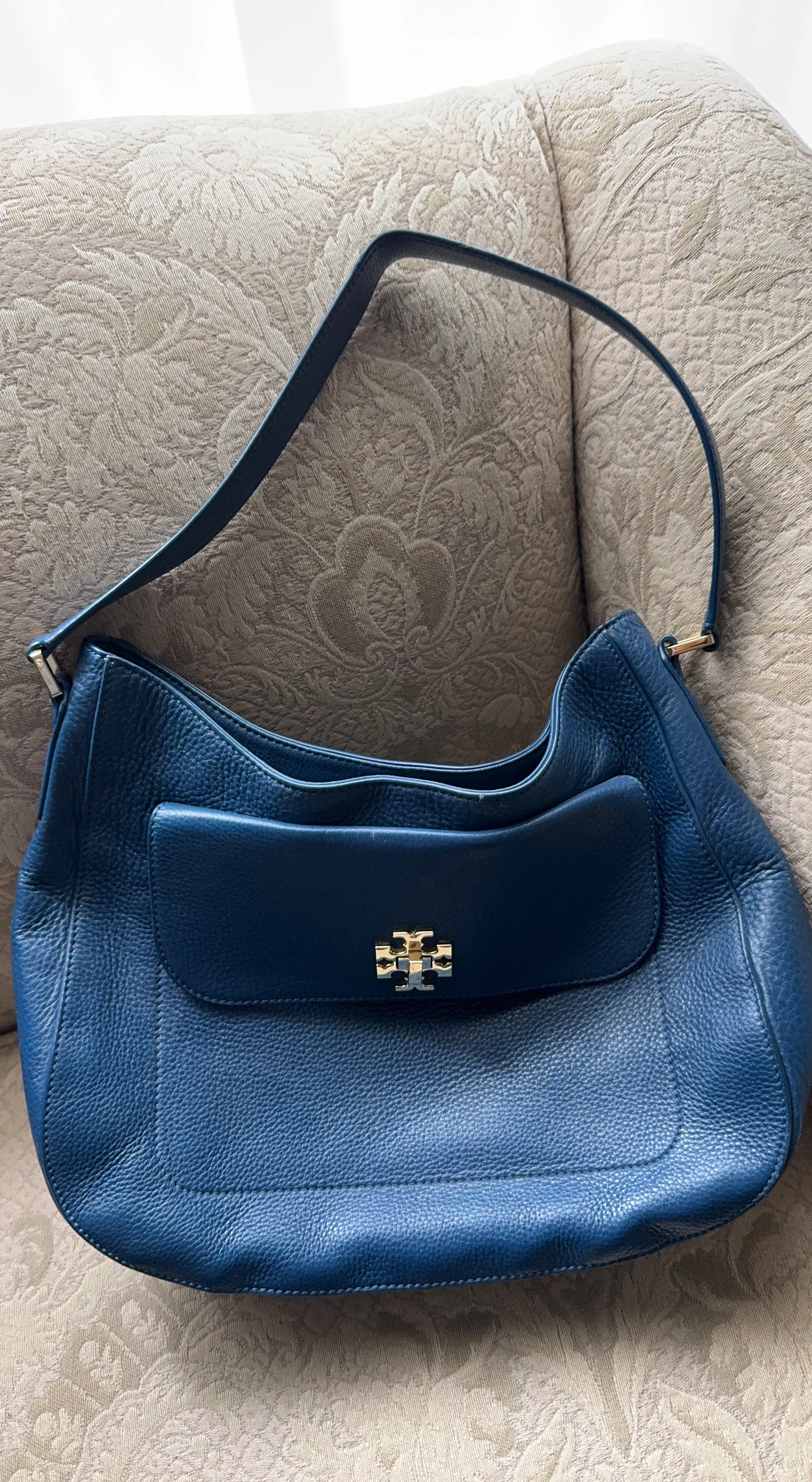 Tory Burch Blue Leather Hobo Bag