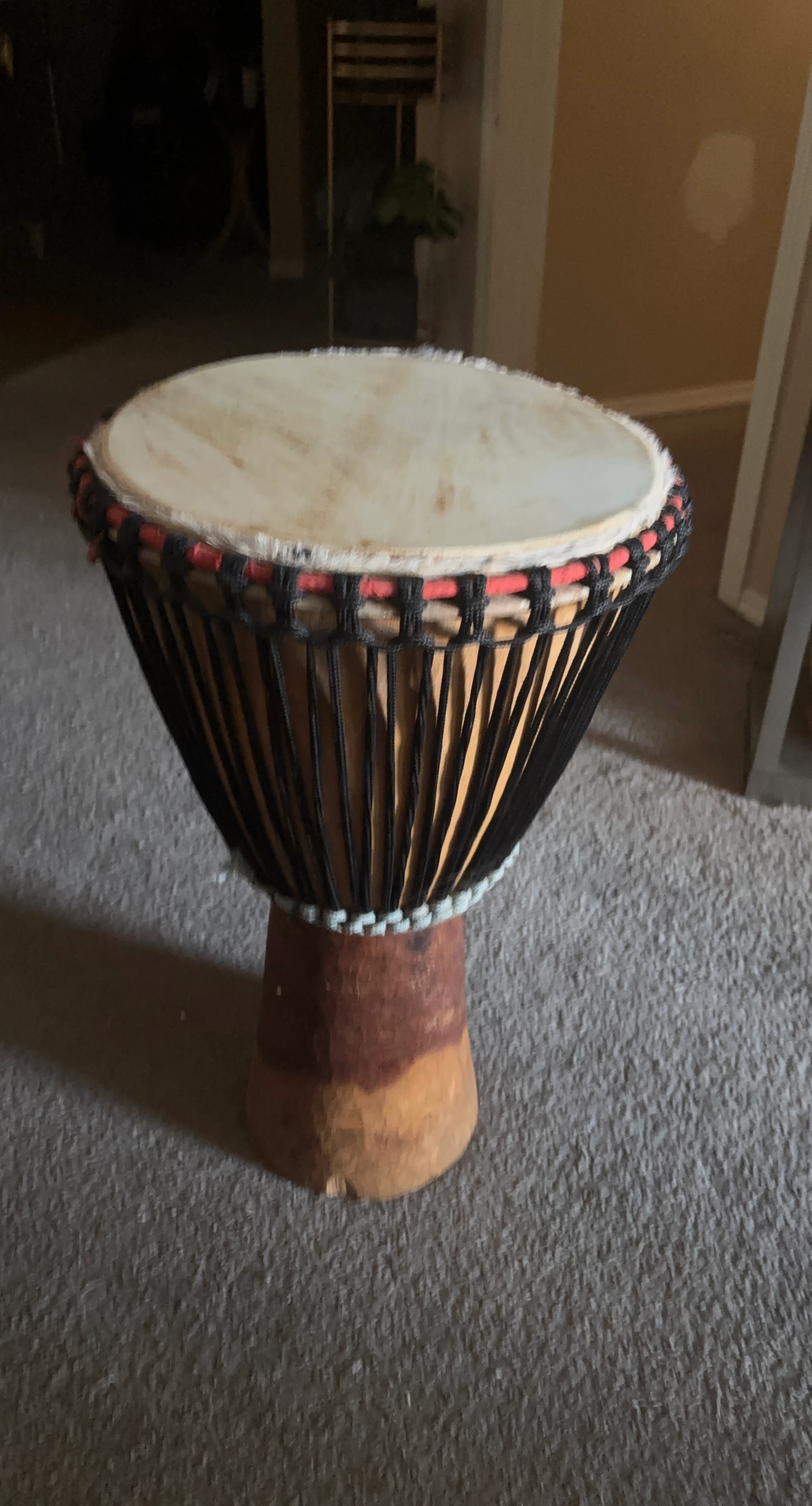 Hand-Carved Wooden Djembe Drum